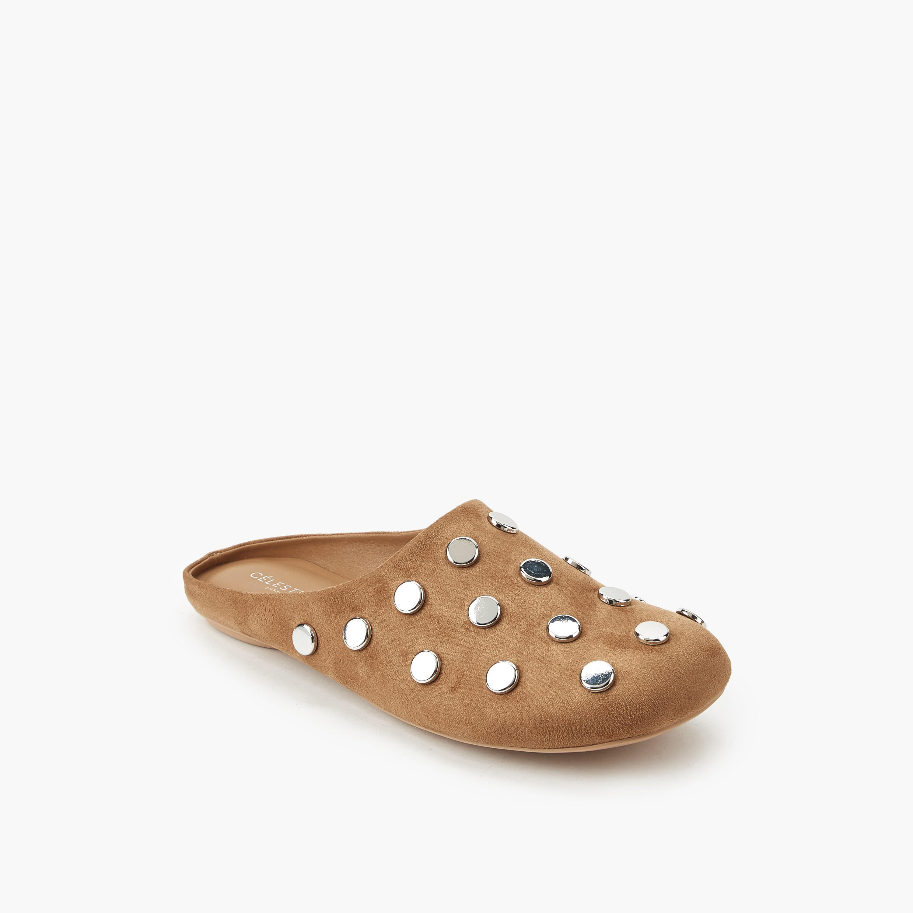 حذاء ميول سهل الارتداء بترصيعات للنساء من سيليست-women-shoes-flats-mules-image-2