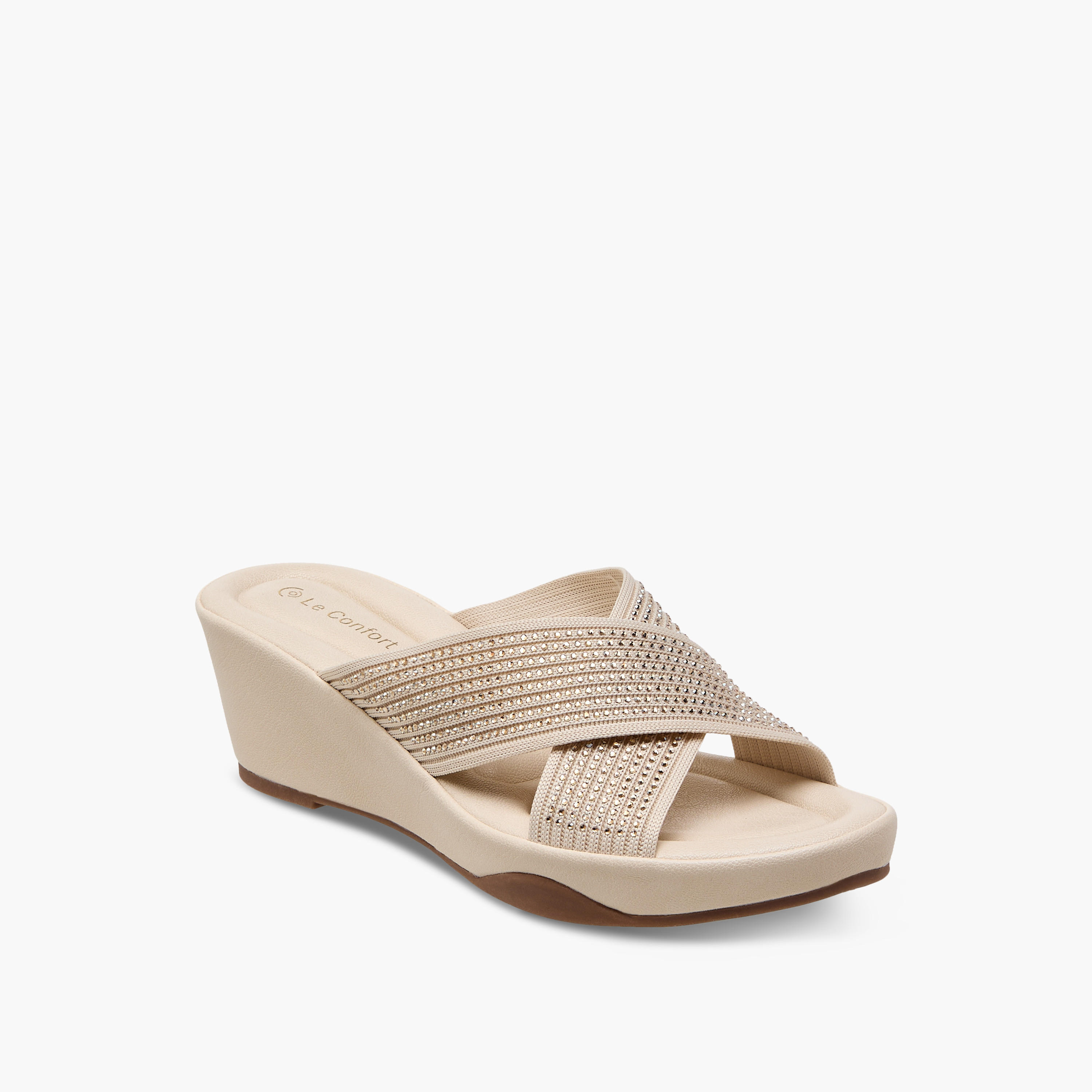 صندل مريح بكعب ويدج وبحزام متقاطع للنساء من لو كونفورت-women-shoes-sandals-heeled-image-2