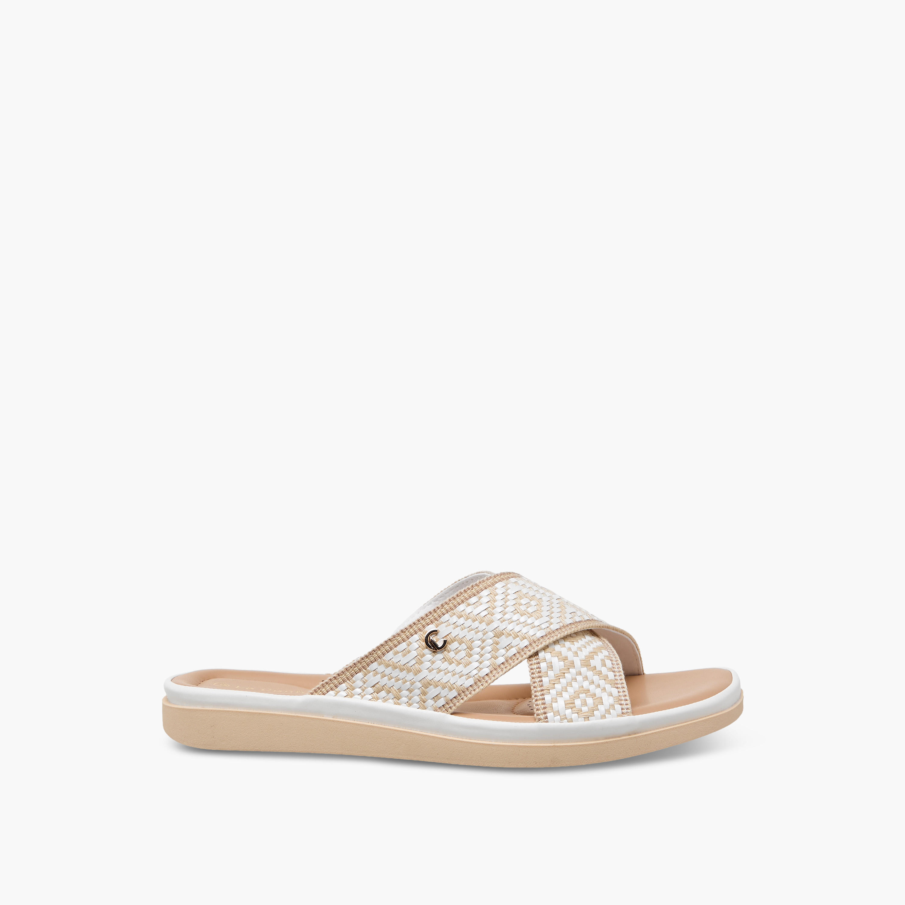 Le Confort Women Textured Cross Strap Comfort Sandals-women-shoes-flats-sandals-image-3