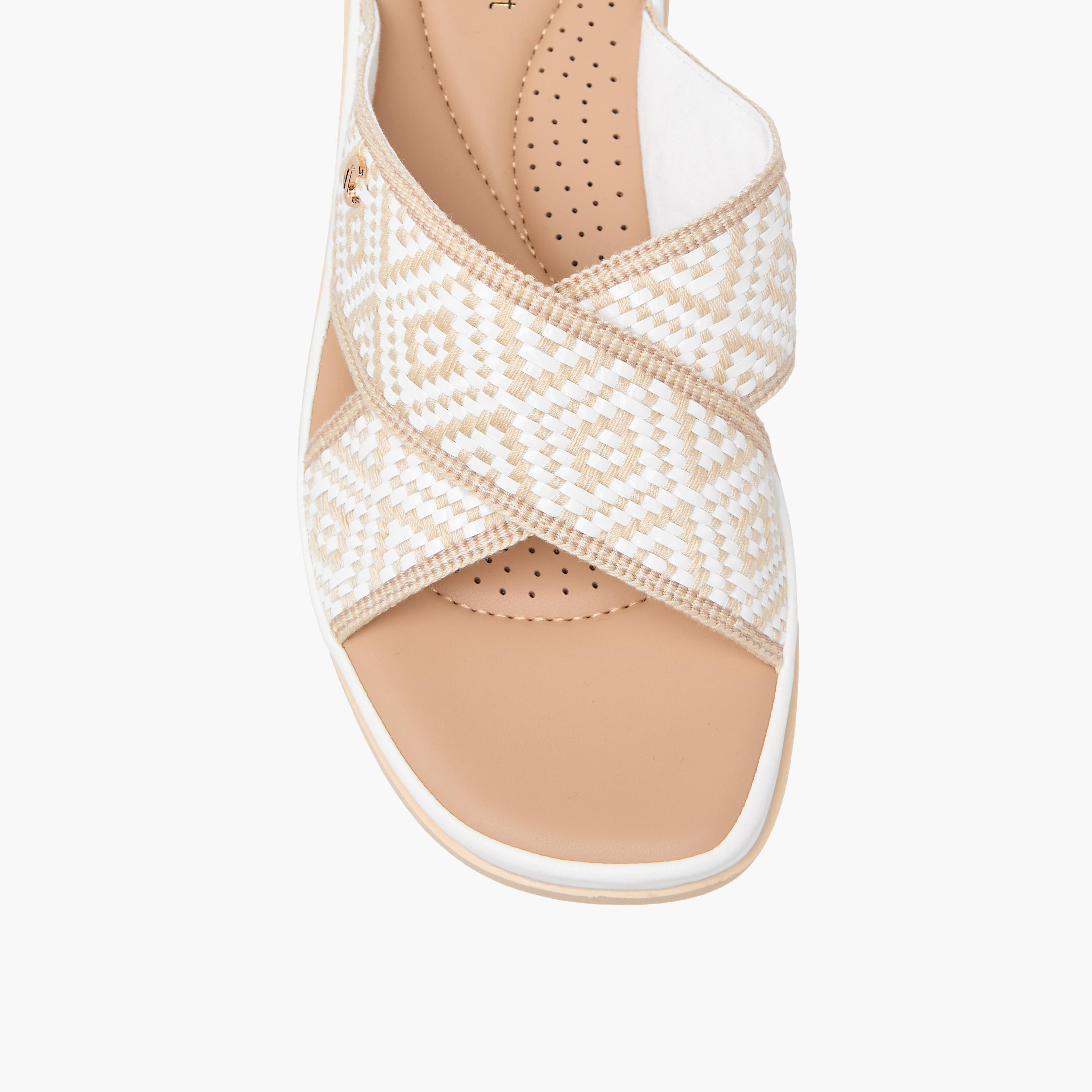 Le Confort Women Textured Cross Strap Comfort Sandals-women-shoes-flats-sandals-image-4