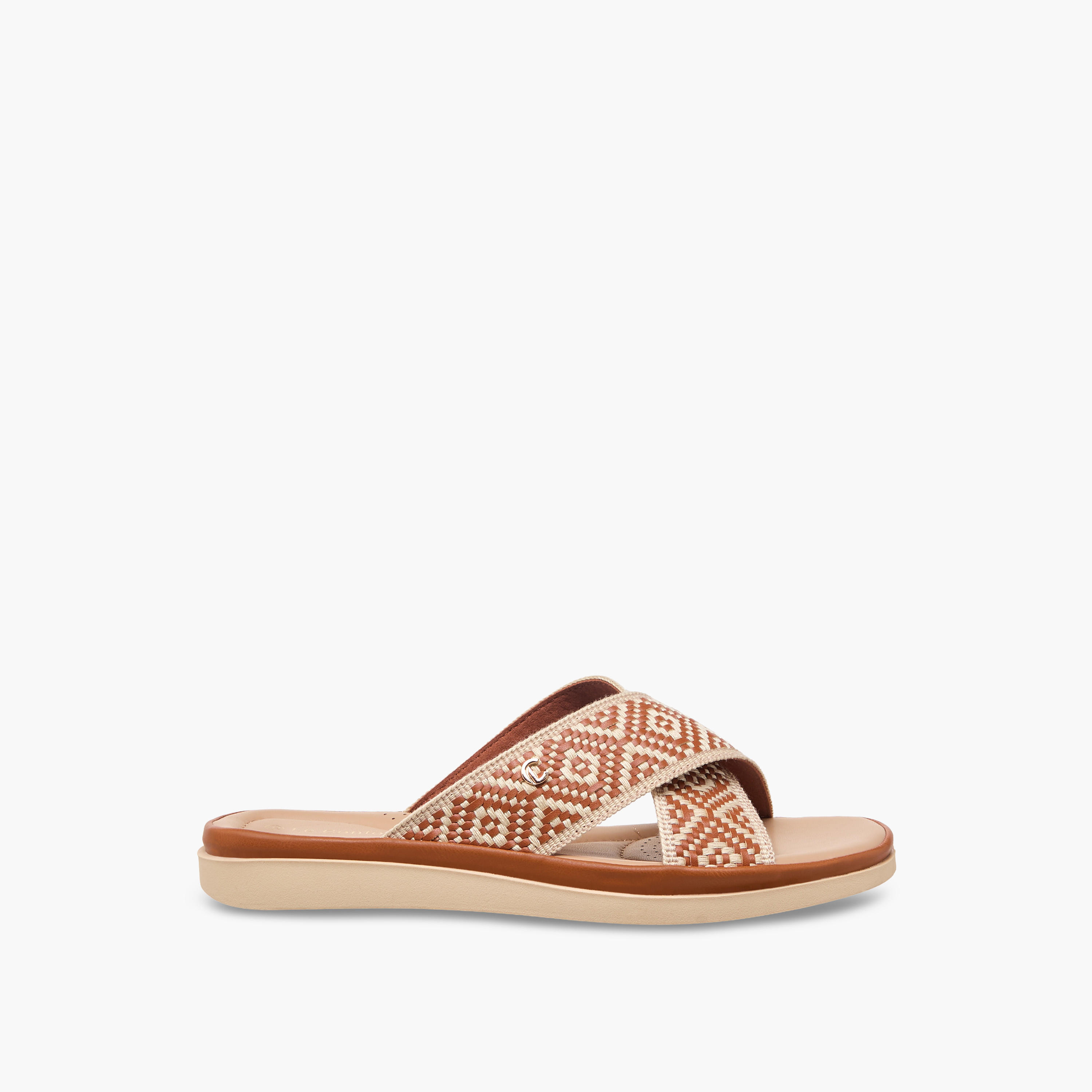 Le Confort Women Textured Cross Strap Comfort Sandals-women-shoes-flats-sandals-image-3