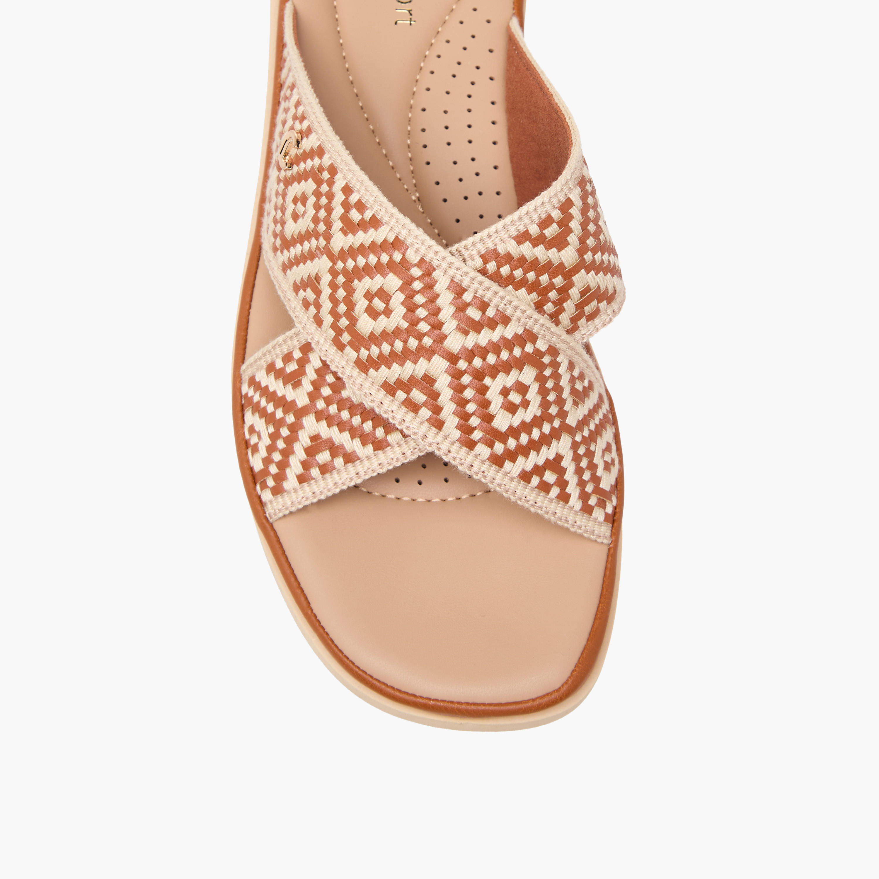 Le Confort Women Textured Cross Strap Comfort Sandals-women-shoes-flats-sandals-image-4