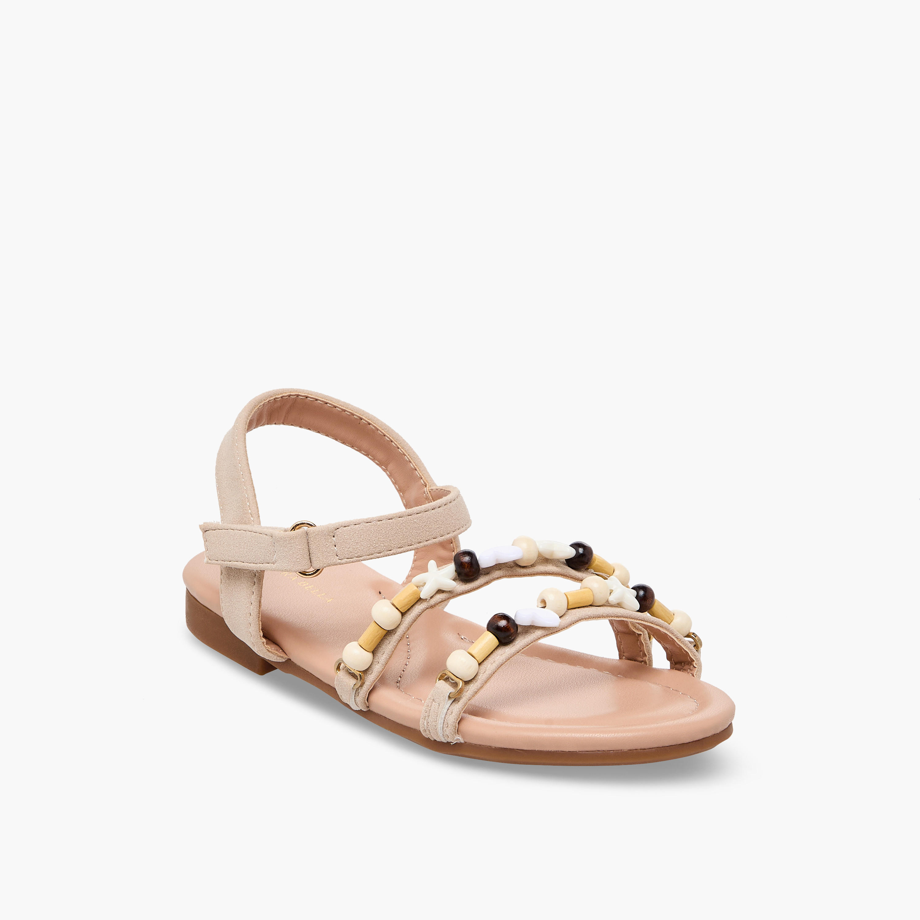 صندل للبنات بشريط إغلاق لاصق وتزيينات خرز من فلورا بيلا-girls-shoes-sandals-image-2