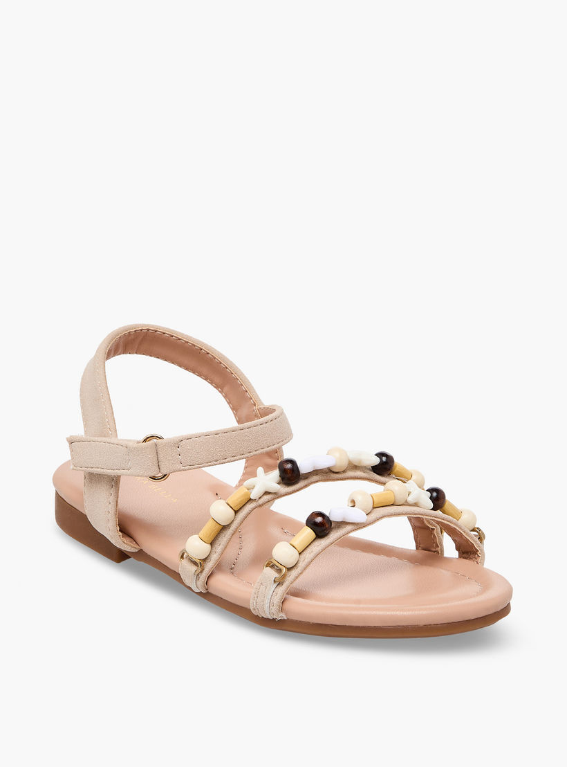 صندل للبنات بشريط إغلاق لاصق وتزيينات خرز من فلورا بيلا-girls-shoes-sandals-image-2