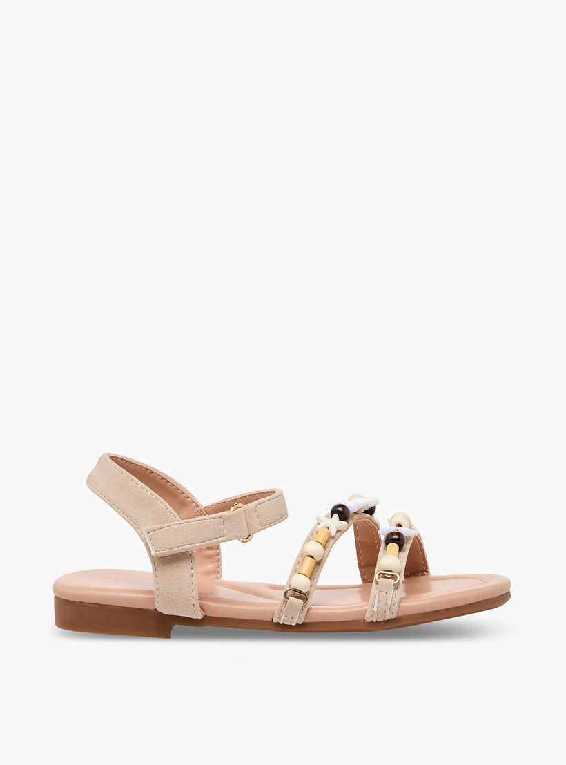 صندل للبنات بشريط إغلاق لاصق وتزيينات خرز من فلورا بيلا-girls-shoes-sandals-image-3