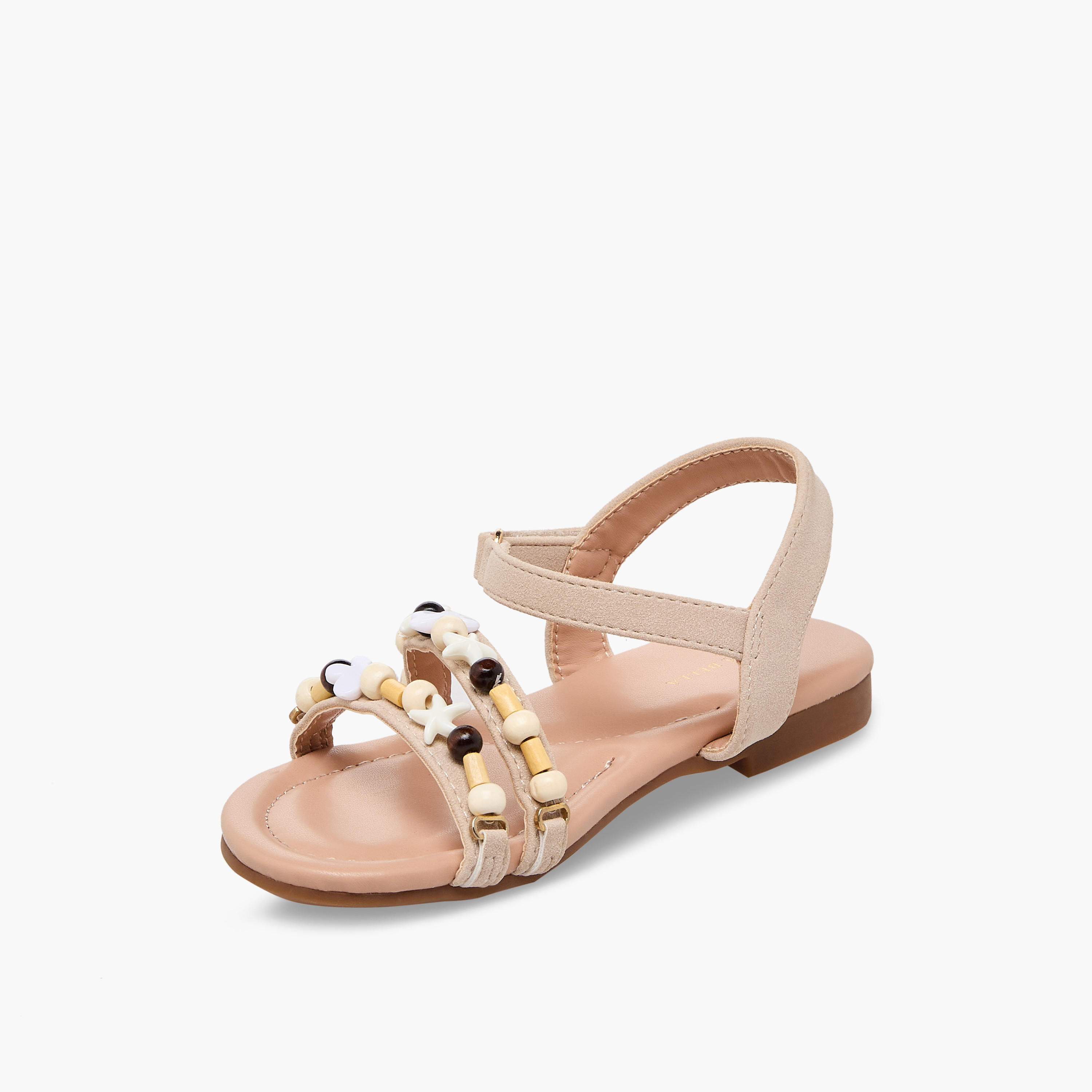 صندل للبنات بشريط إغلاق لاصق وتزيينات خرز من فلورا بيلا-girls-shoes-sandals-image-4