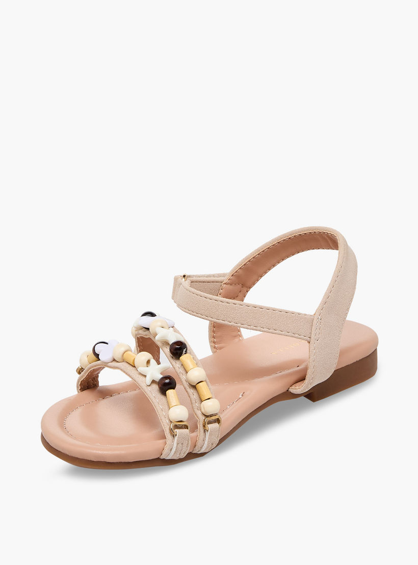 صندل للبنات بشريط إغلاق لاصق وتزيينات خرز من فلورا بيلا-girls-shoes-sandals-image-4