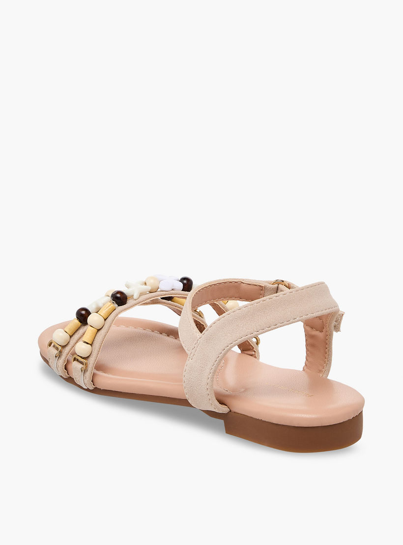 صندل للبنات بشريط إغلاق لاصق وتزيينات خرز من فلورا بيلا-girls-shoes-sandals-image-5