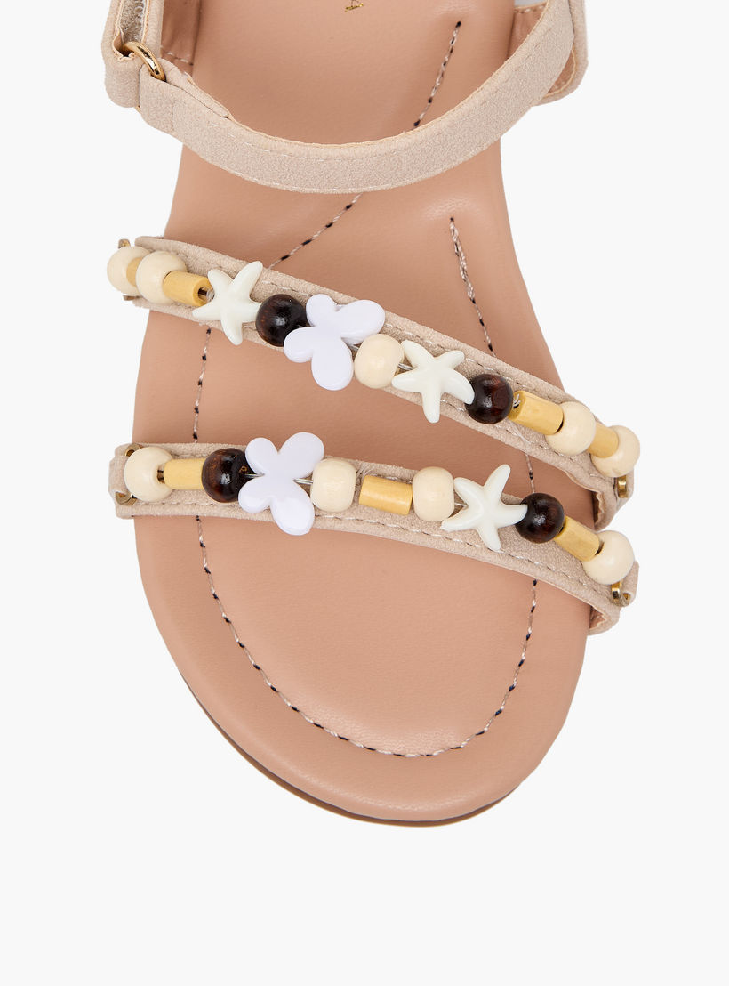 صندل للبنات بشريط إغلاق لاصق وتزيينات خرز من فلورا بيلا-girls-shoes-sandals-image-7