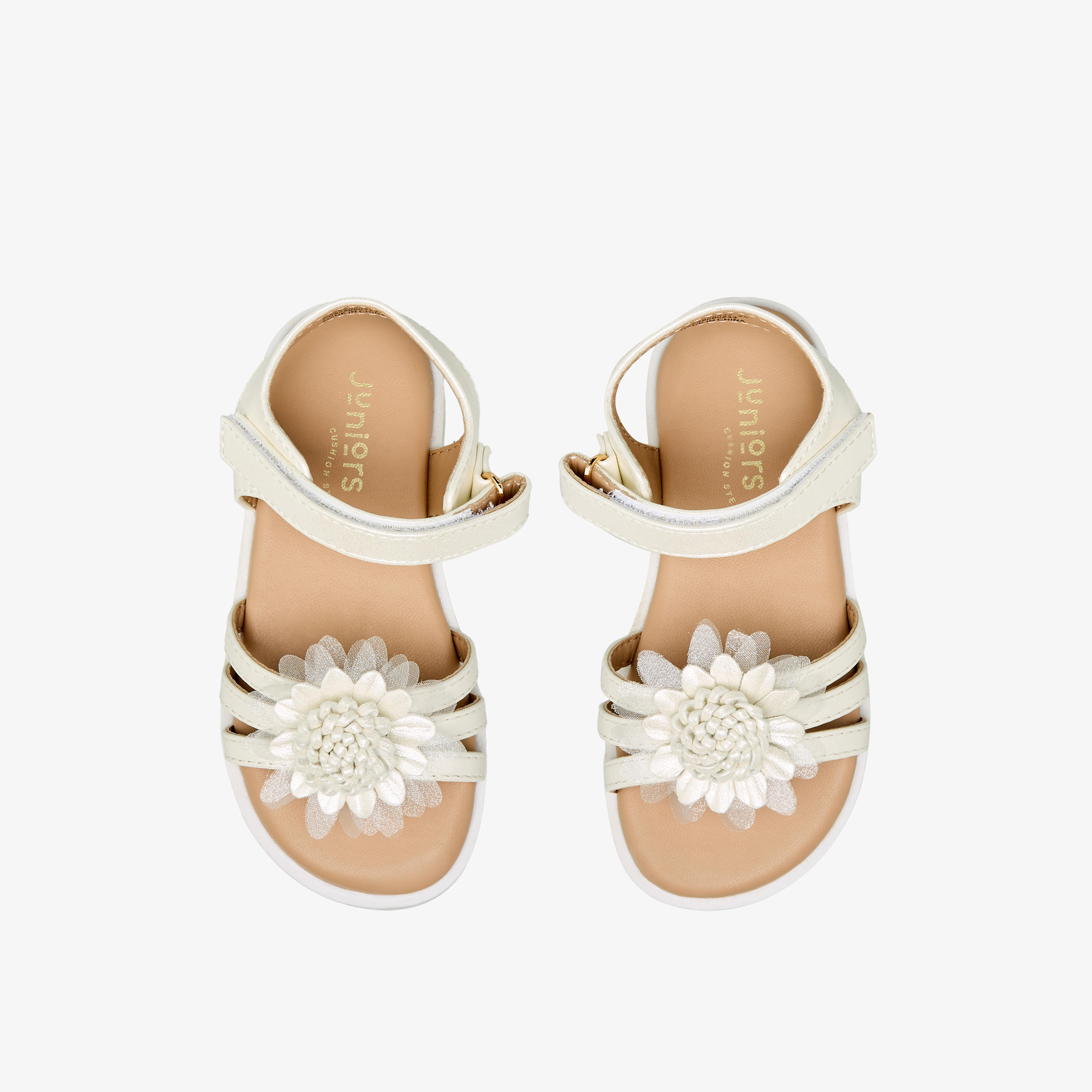 صندل مزين بالزهور بشريط إغلاق لاصق للبنات من جونيورز-girls-shoes-sandals-image-1