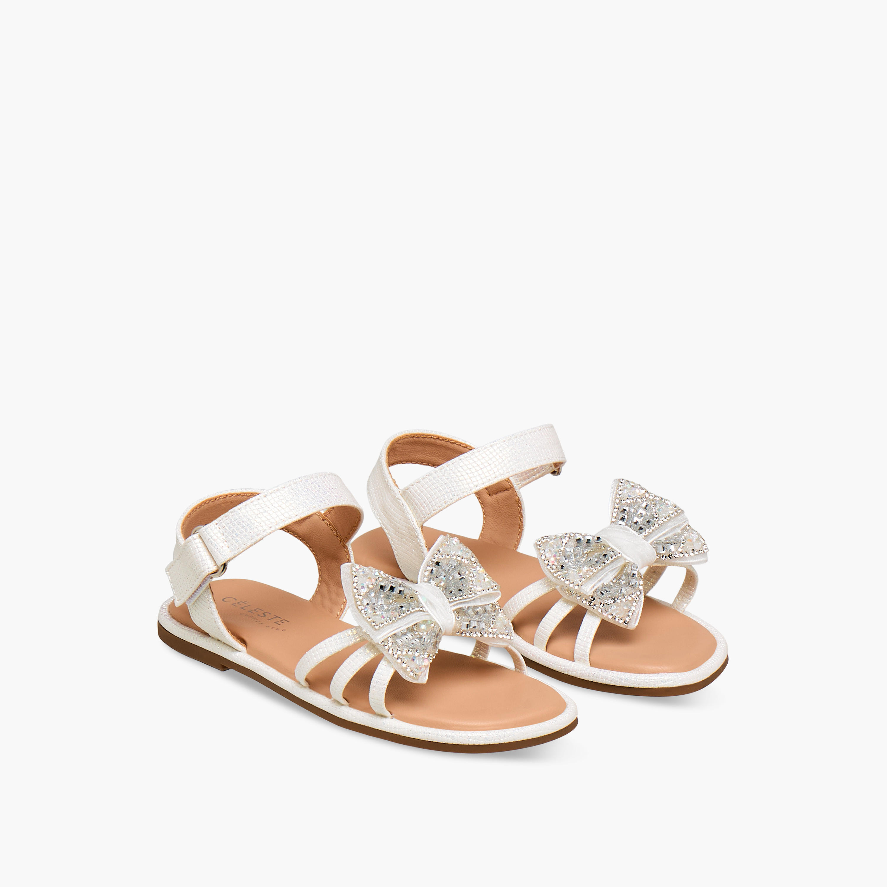 Celeste Girls Bow Embellished Flat Sandals-girls-shoes-sandals-image-1