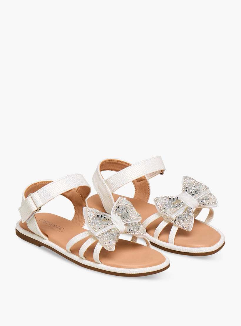 Celeste Girls Bow Embellished Flat Sandals-girls-shoes-sandals-image-1