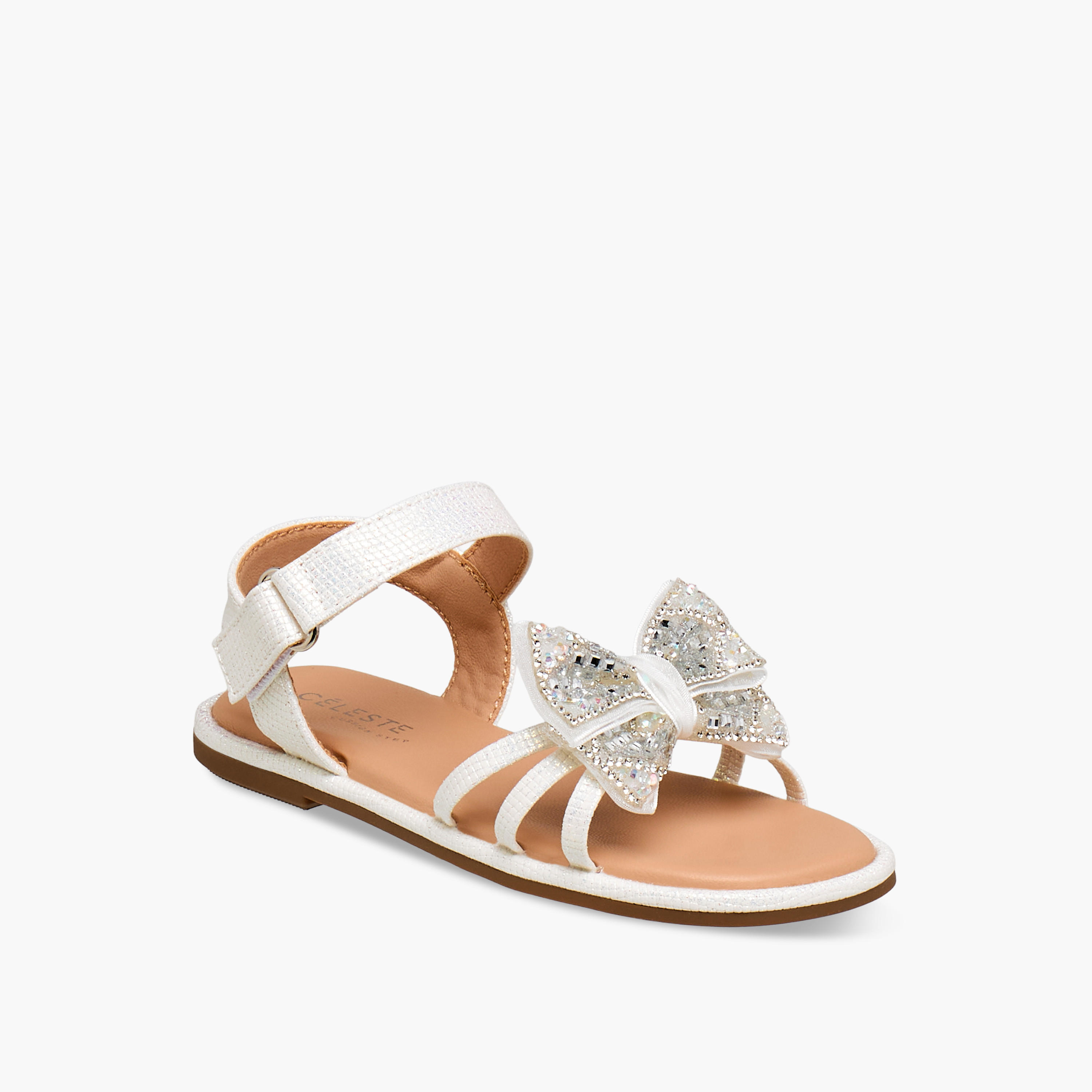 Celeste Girls Bow Embellished Flat Sandals-girls-shoes-sandals-image-2