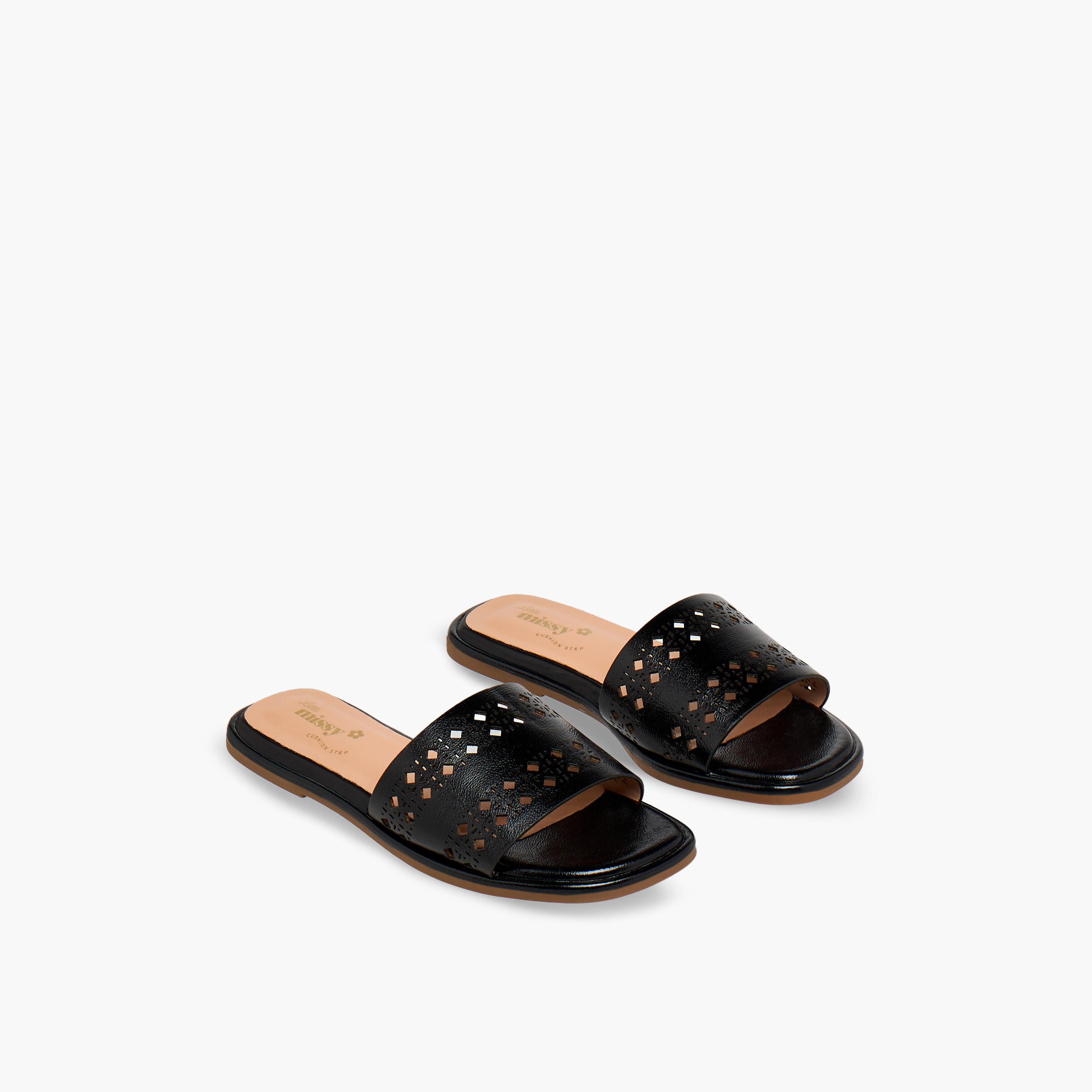 Little Missy Girls Perforated Slide Sandals-girls-shoes-sandals-image-1