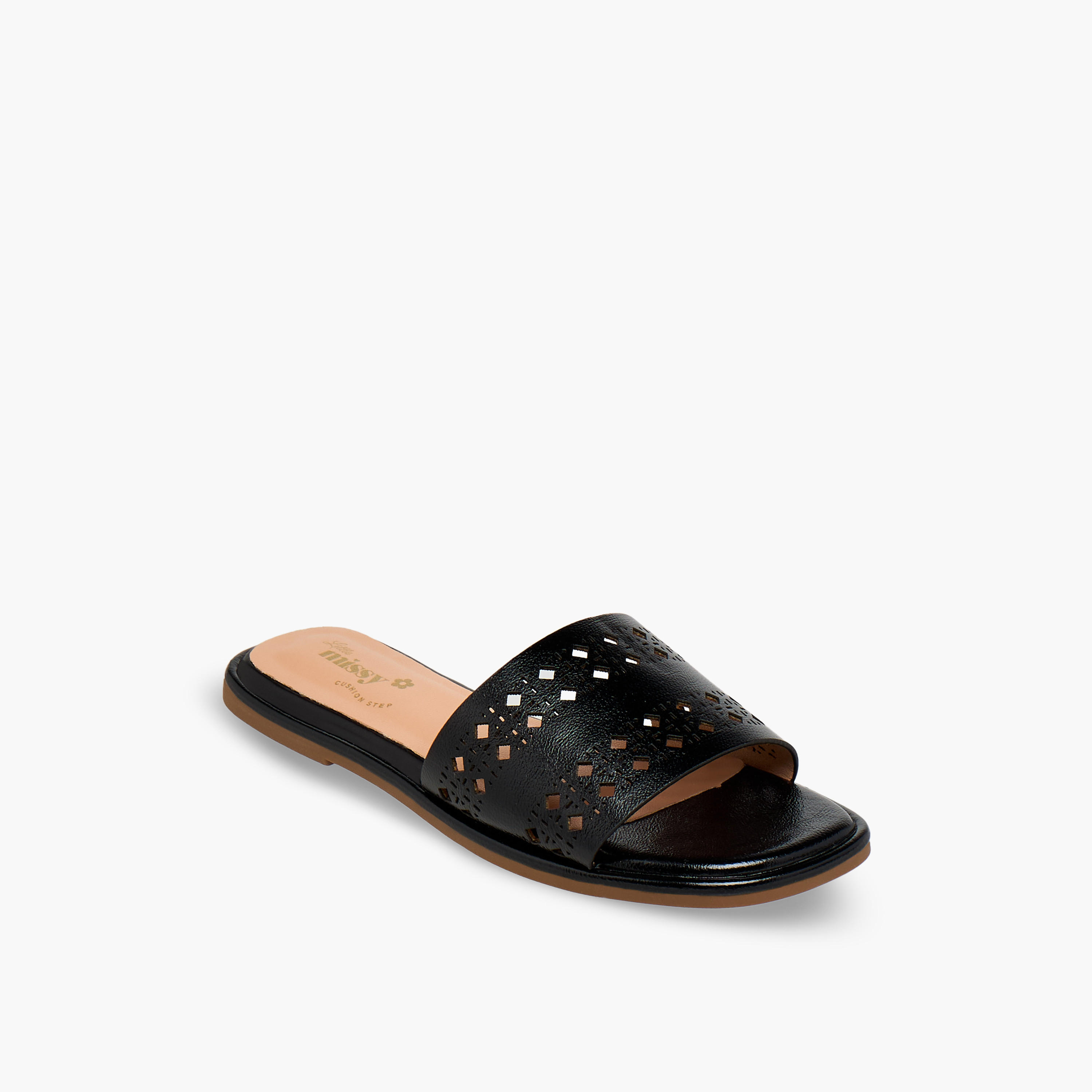 Little Missy Girls Perforated Slide Sandals-girls-shoes-sandals-image-2