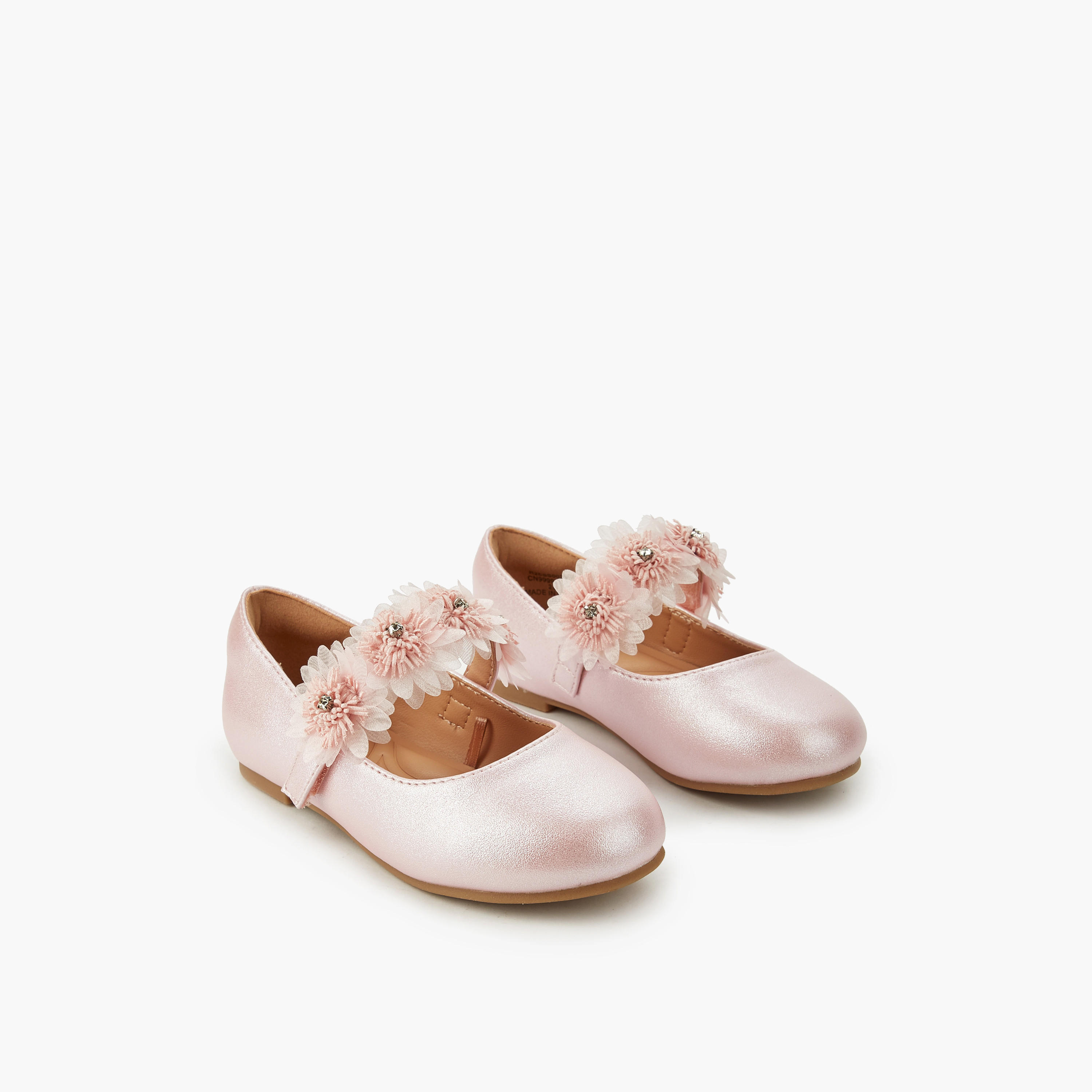 حذاء باليرينا مزين بالزهور للبنات من جونيورز-girls-shoes-maryjanes-image-1