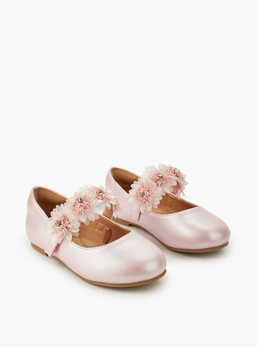 حذاء باليرينا مزين بالزهور للبنات من جونيورز-girls-shoes-maryjanes-image-1