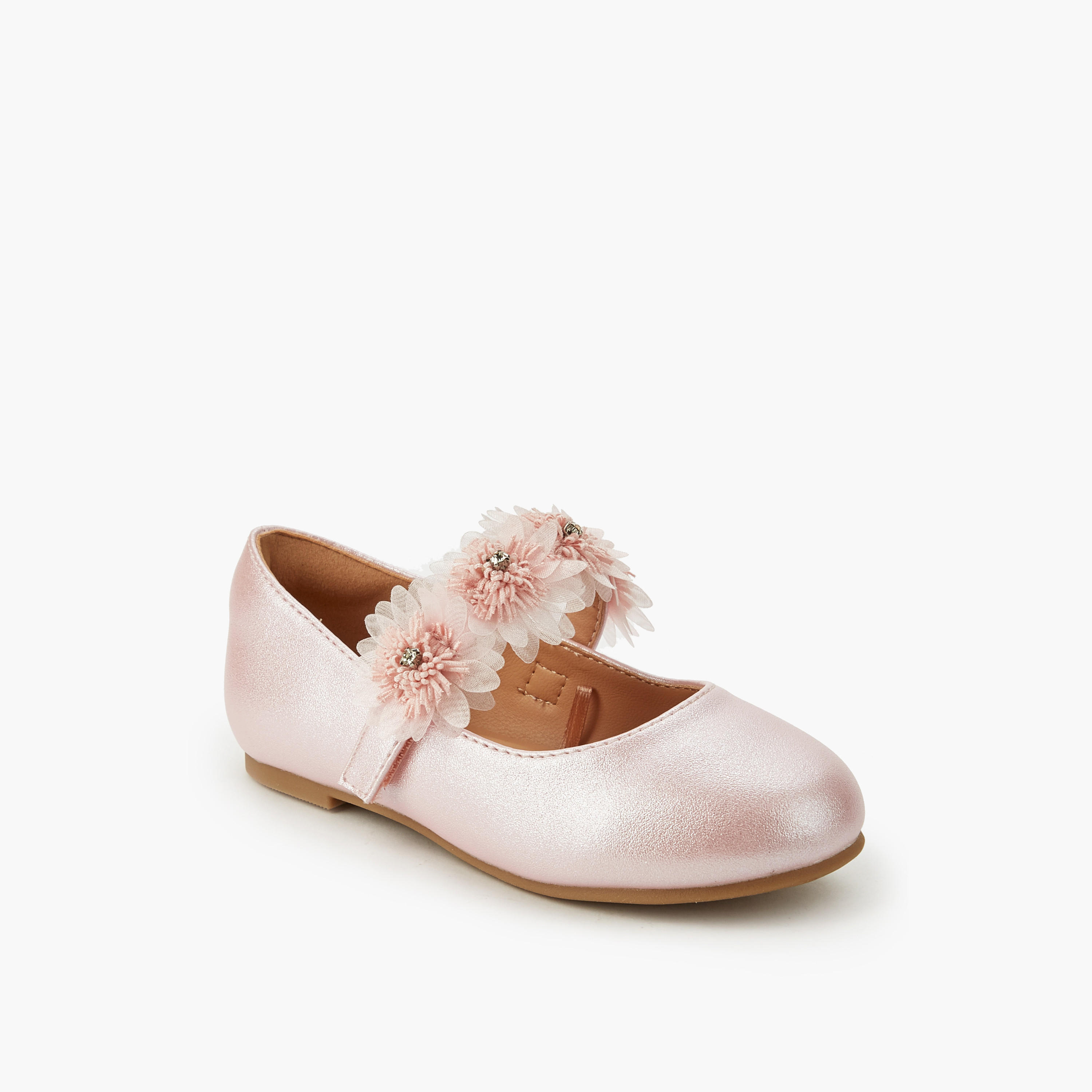 حذاء باليرينا مزين بالزهور للبنات من جونيورز-girls-shoes-maryjanes-image-3