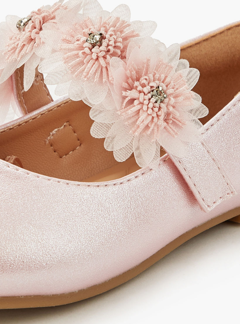 حذاء باليرينا مزين بالزهور للبنات من جونيورز-girls-shoes-maryjanes-image-4