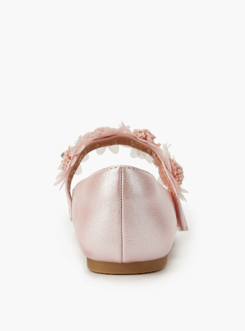 حذاء باليرينا مزين بالزهور للبنات من جونيورز-girls-shoes-maryjanes-image-5