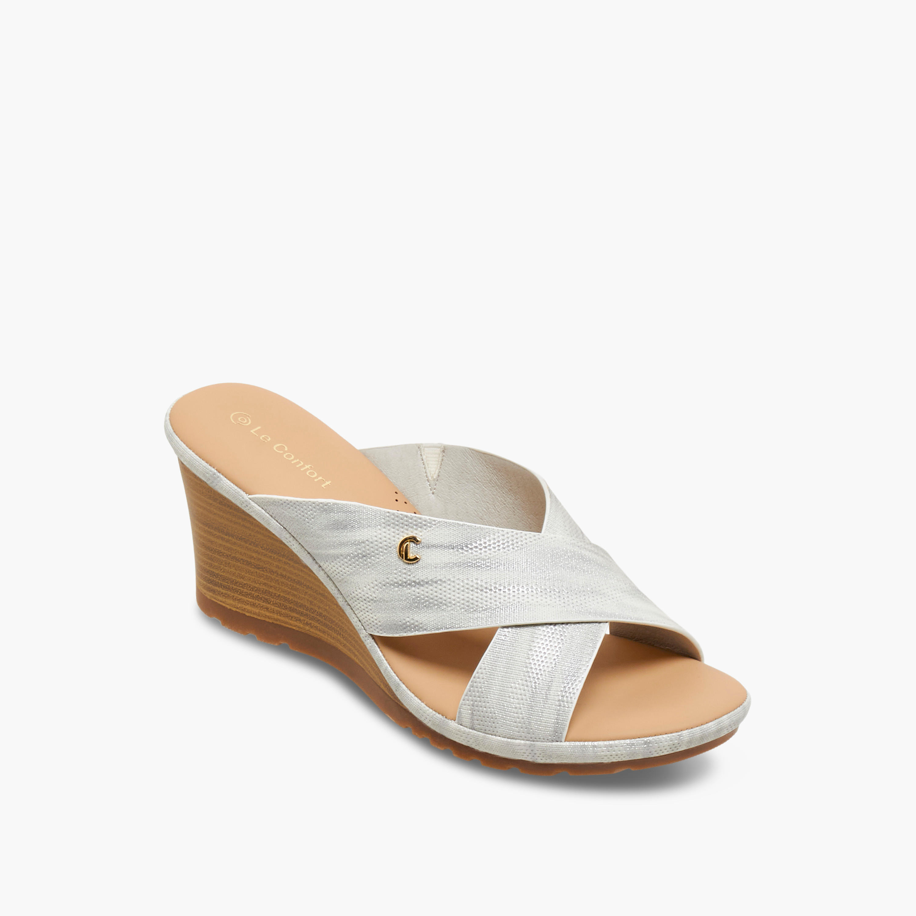 صندل بحزام متقاطع وكعب ويدج للنساء من لو كونفورت-women-shoes-sandals-heeled-image-2