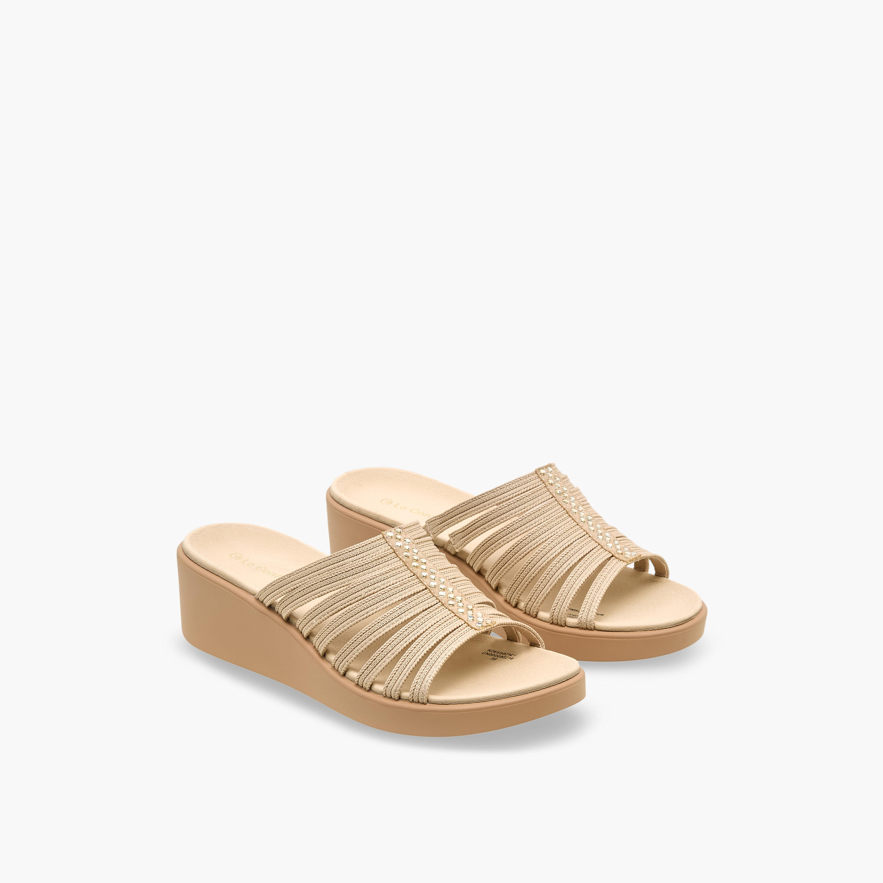 صندل فلاينت بارز الملمس بكعب ويدج للنساء من لو كونفورت-women-shoes-sandals-heeled-image-1