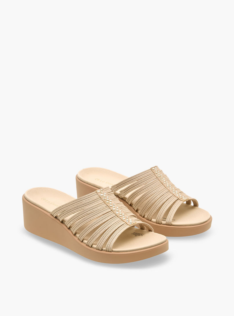 صندل فلاينت بارز الملمس بكعب ويدج للنساء من لو كونفورت-women-shoes-sandals-heeled-image-1