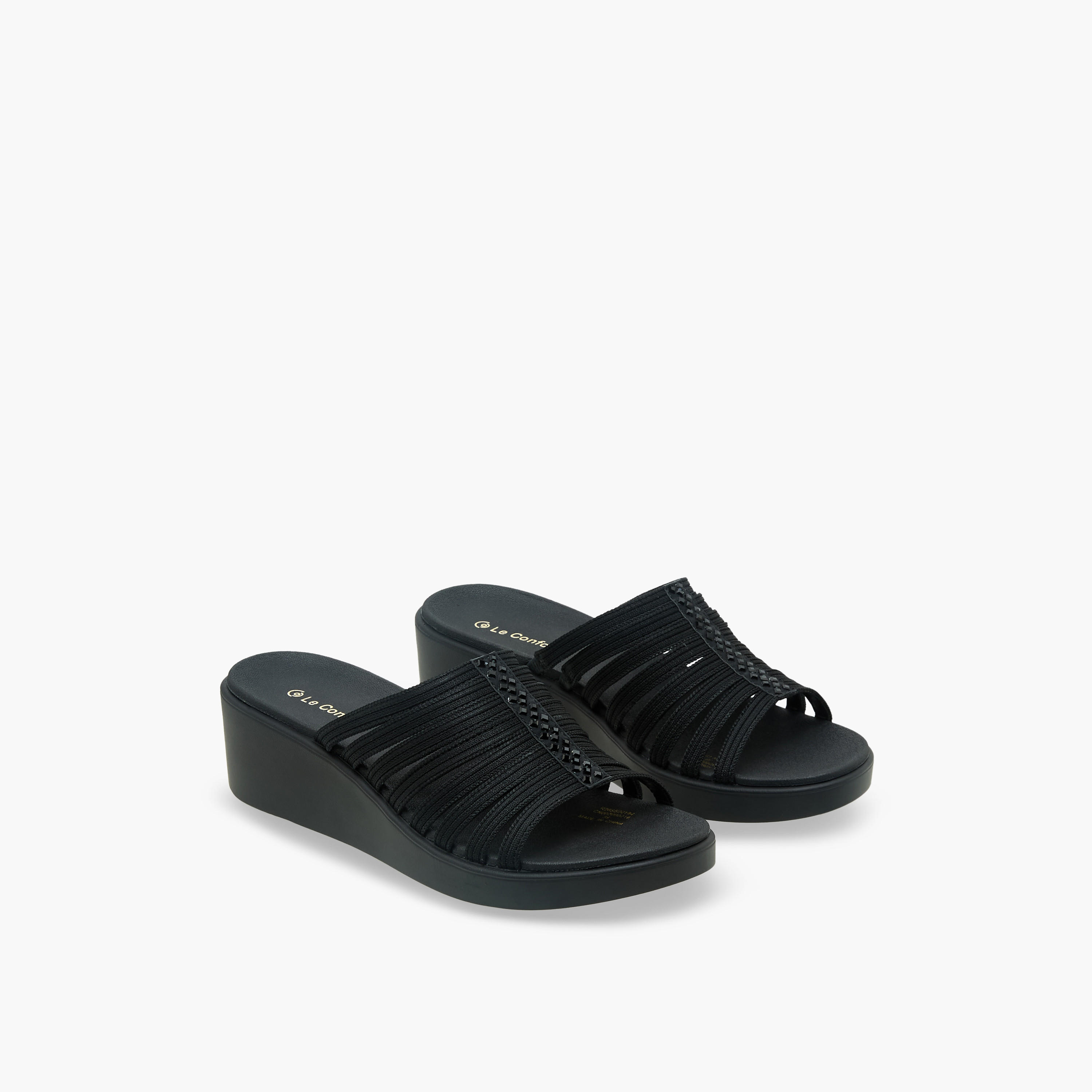 صندل فلاينت بارز الملمس بكعب ويدج للنساء من لو كونفورت-women-shoes-sandals-heeled-image-1