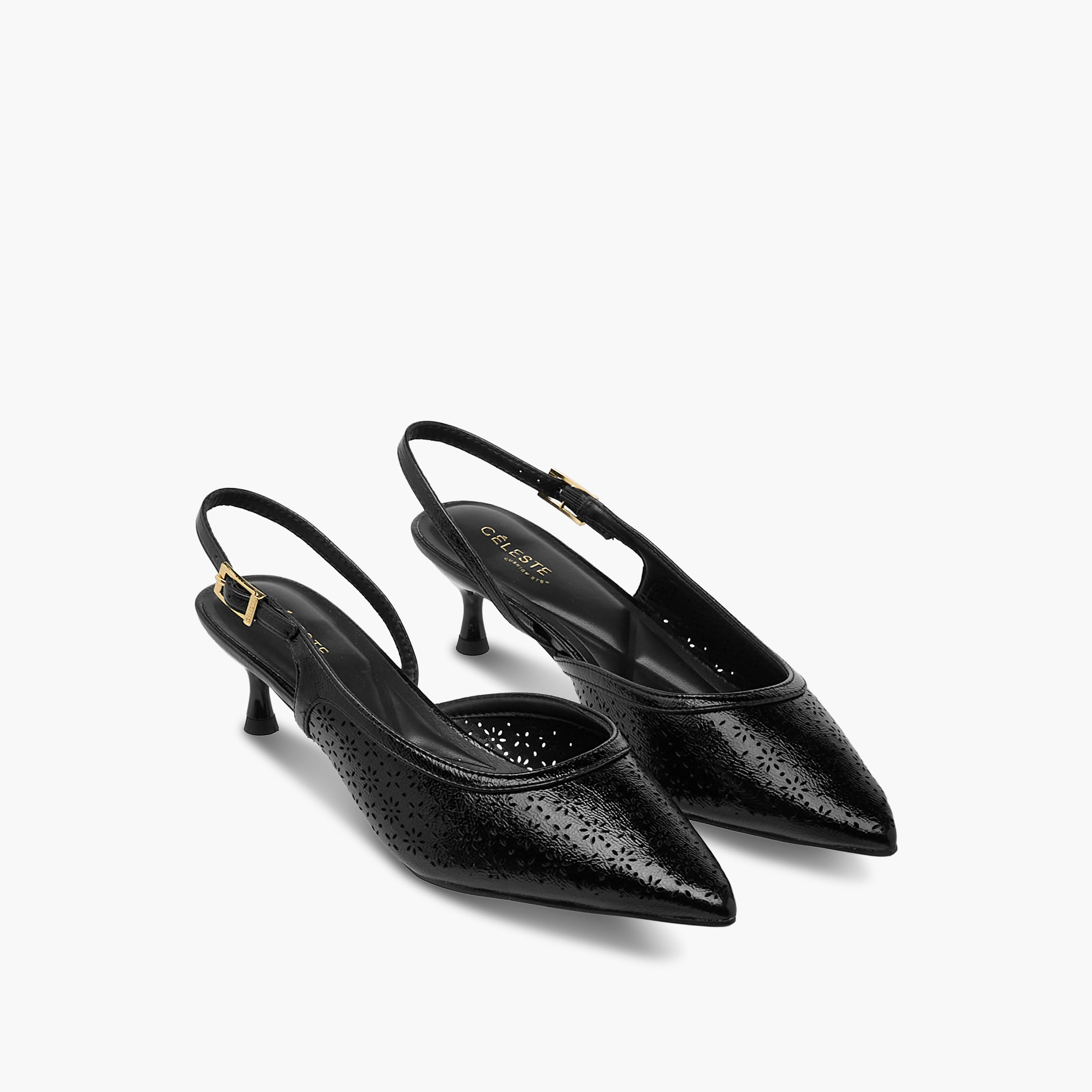 حذاء ميول بكعب صغير بتفاصيل مفرّغة بالليزر للنساء من سيليست-women-shoes-heels-image-1