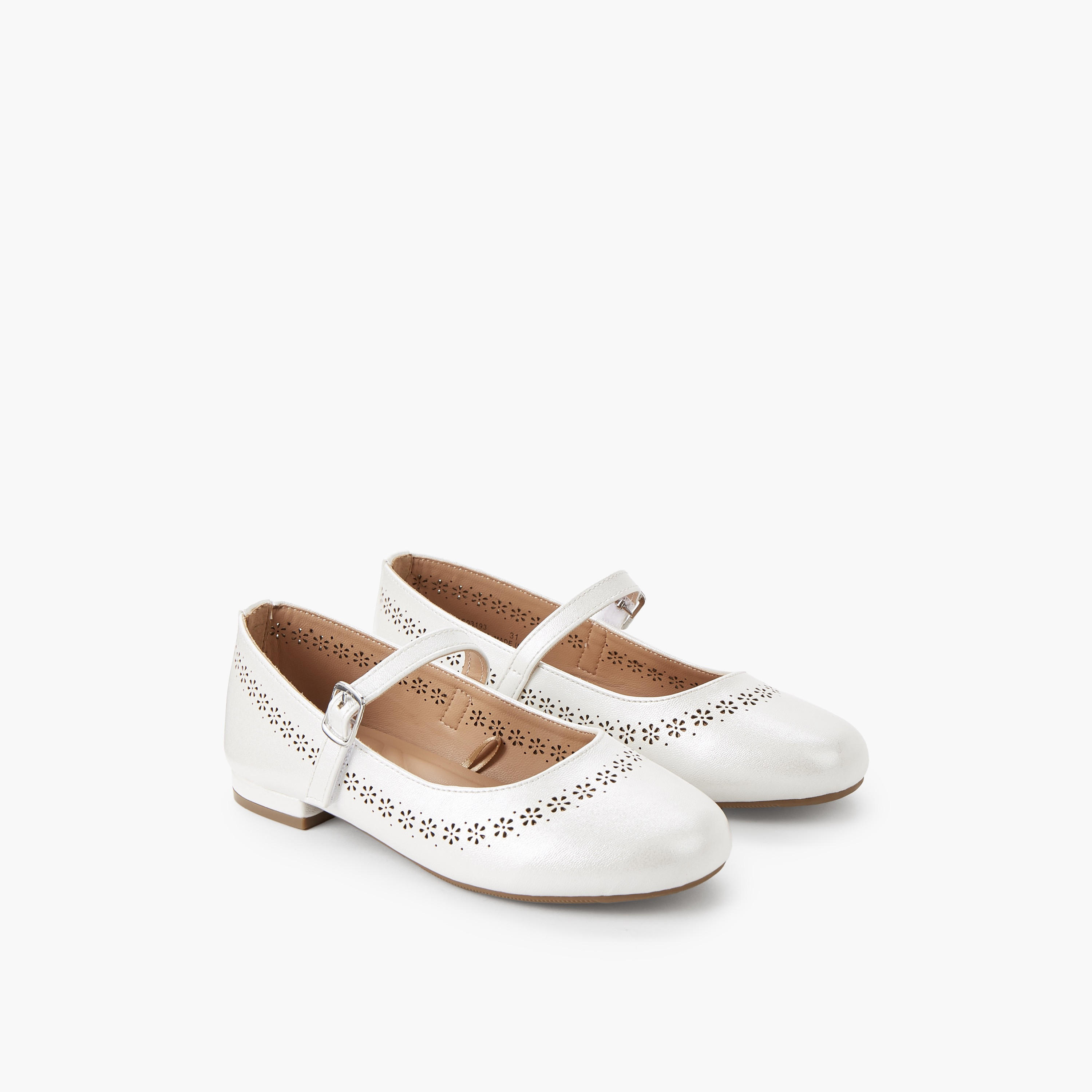حذاء باليرينا بتصميم مفرغ للبنات من ليتل ميسي-girls-shoes-maryjanes-image-1