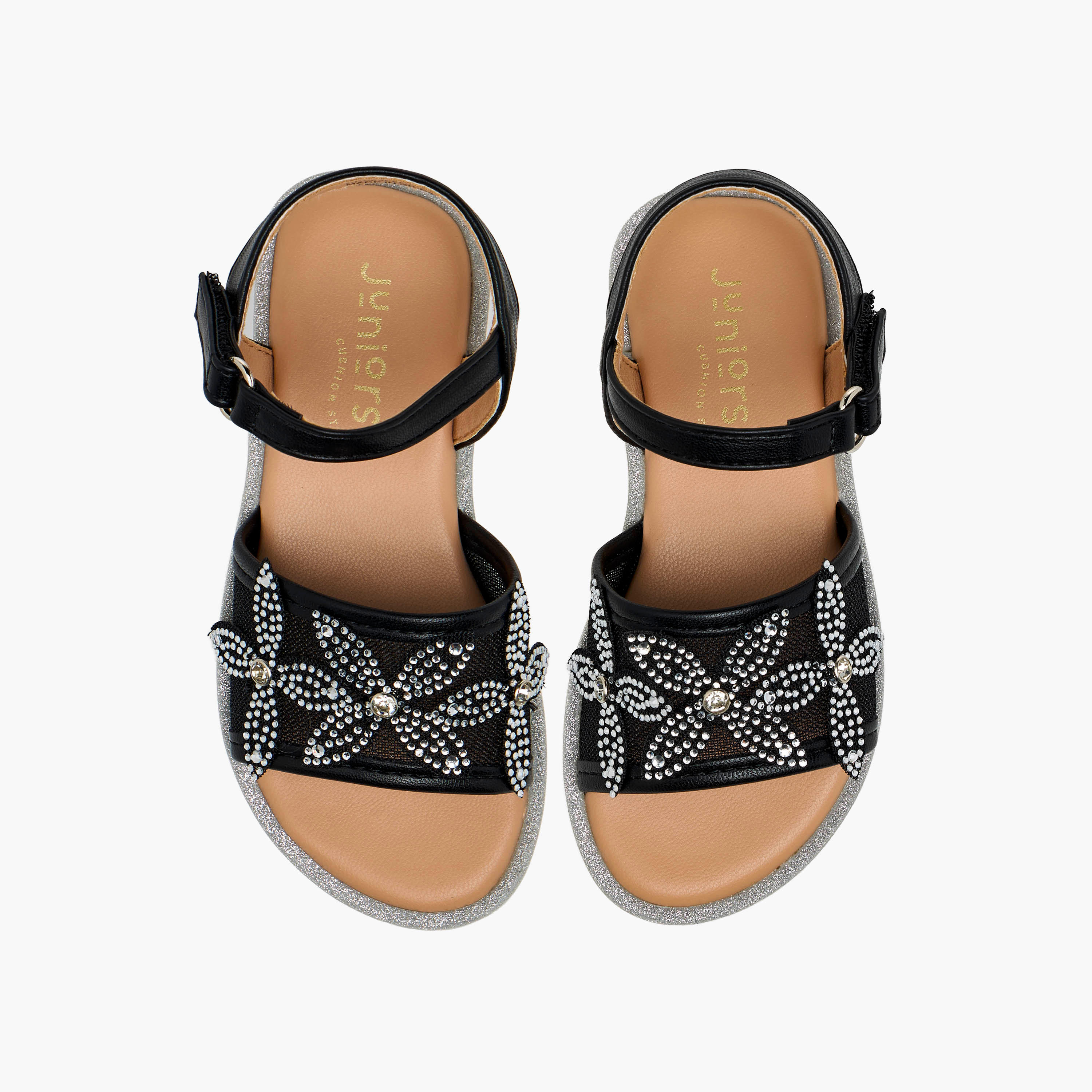 Juniors Girls Embellished Hook & Loop Flat Sandals-girls-shoes-sandals-image-1