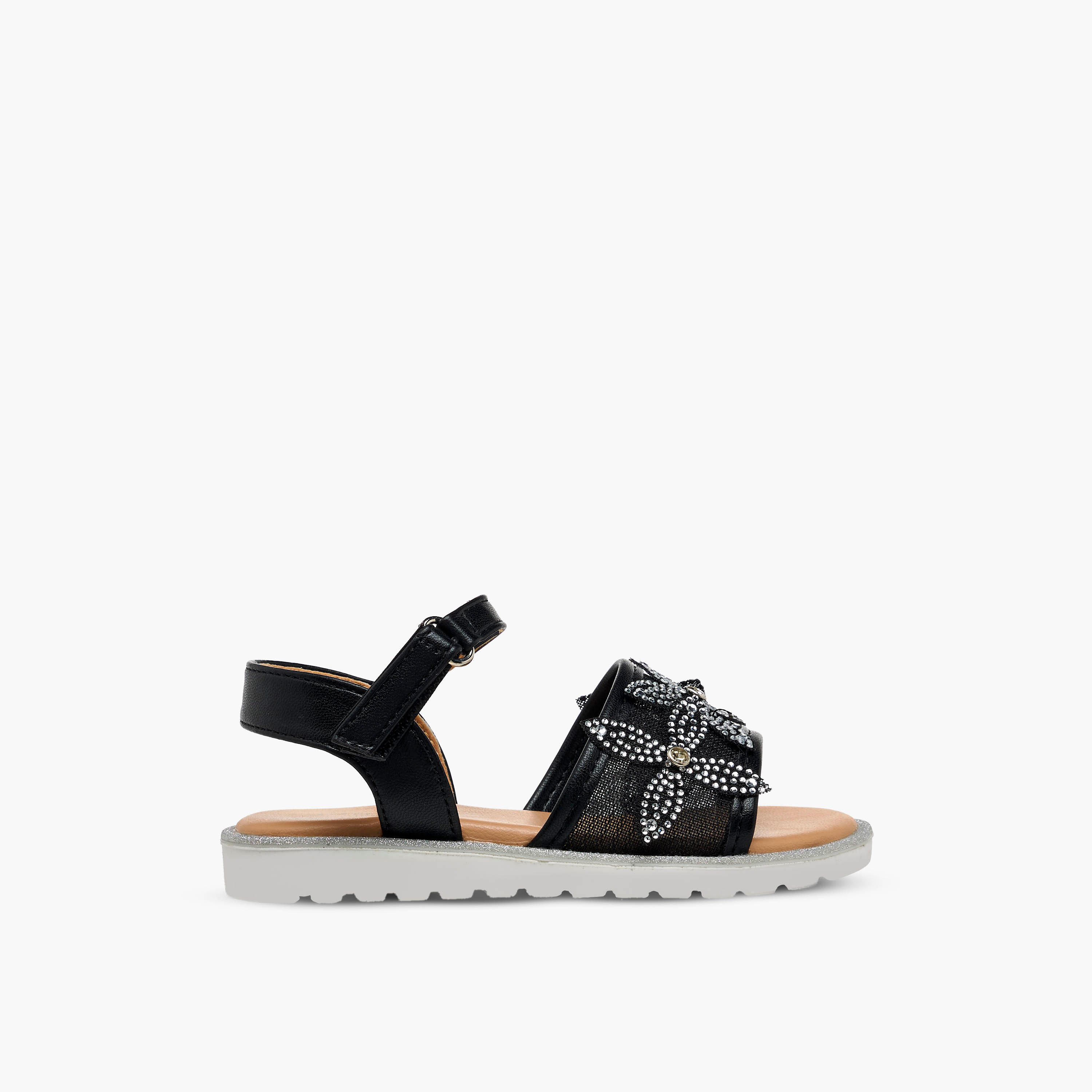 Juniors Girls Embellished Hook & Loop Flat Sandals-girls-shoes-sandals-image-2