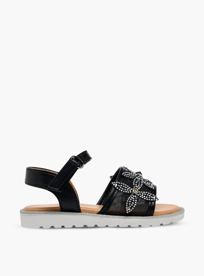 Juniors Girls Embellished Hook & Loop Flat Sandals-girls-shoes-sandals-image-2