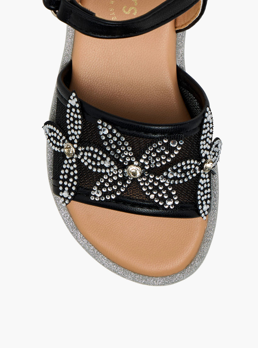 Juniors Girls Embellished Hook & Loop Flat Sandals-girls-shoes-sandals-image-3