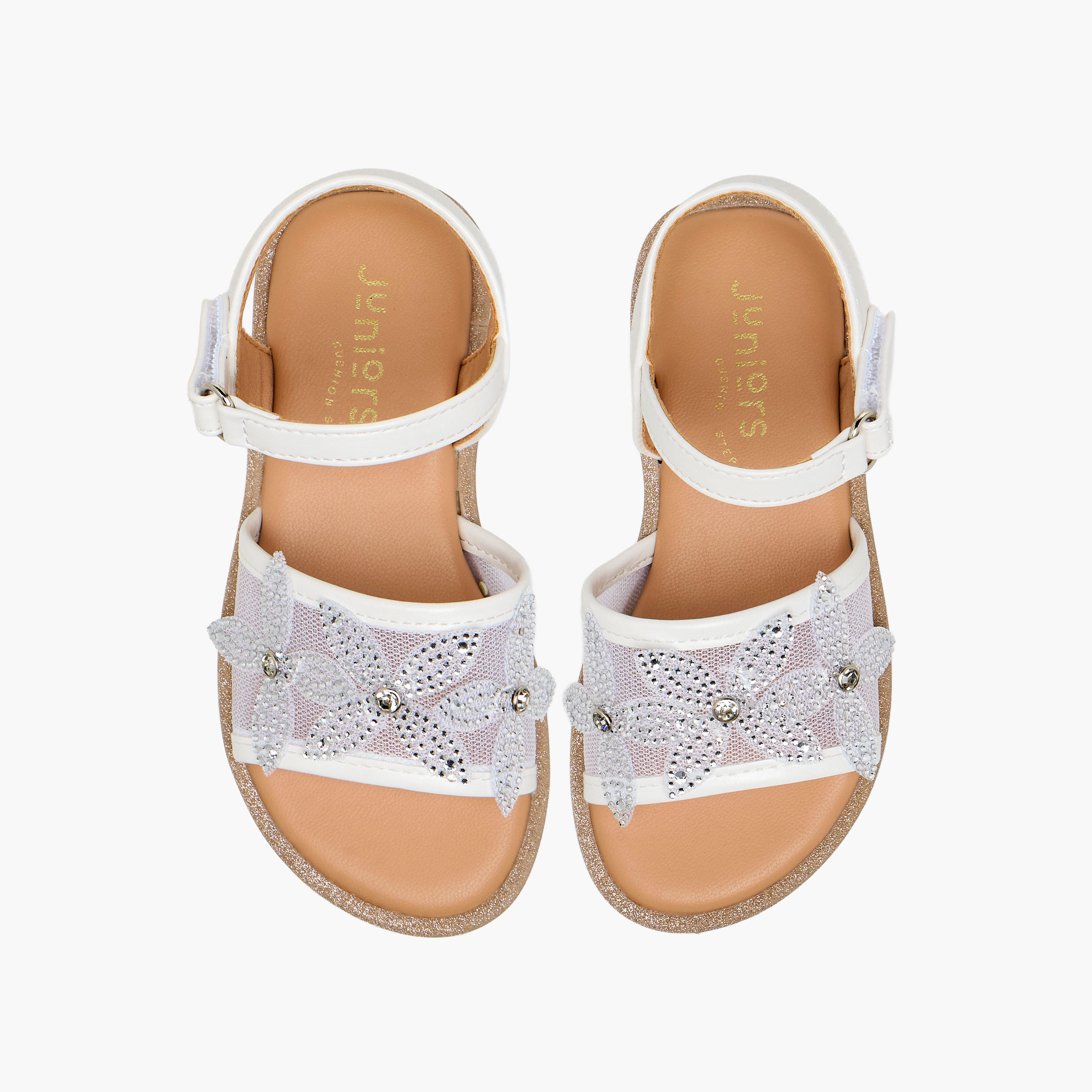 Juniors Girls Embellished Hook & Loop Flat Sandals-girls-shoes-sandals-image-1