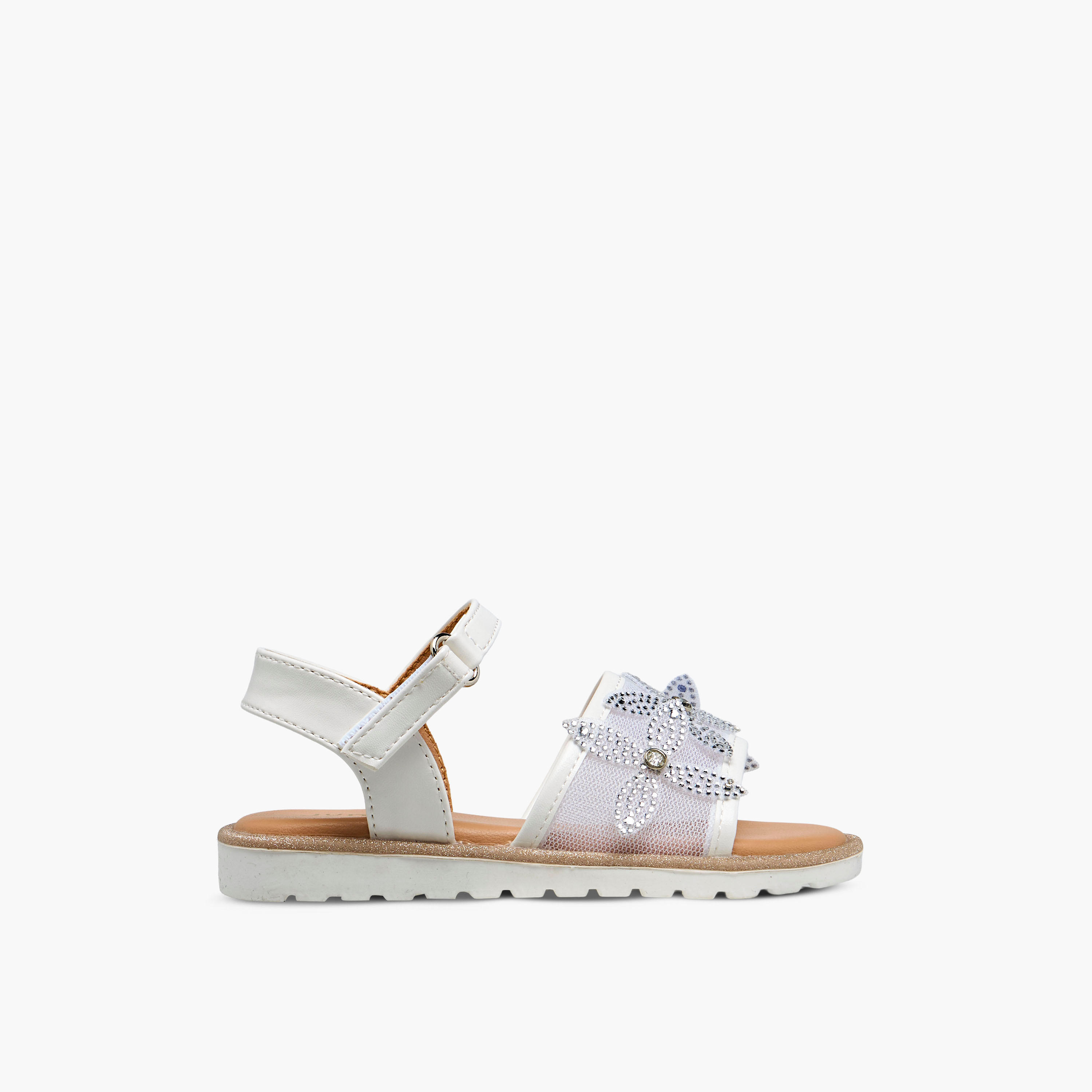 Juniors Girls Embellished Hook & Loop Flat Sandals-girls-shoes-sandals-image-2