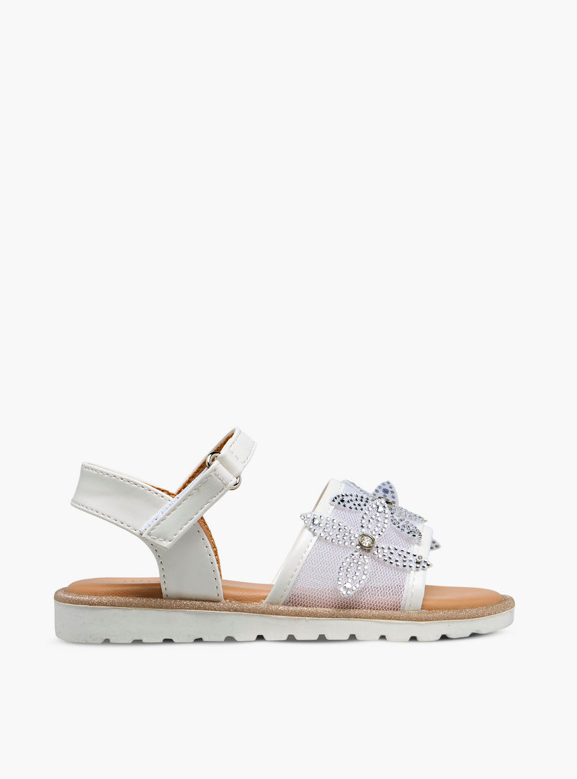 Juniors Girls Embellished Hook & Loop Flat Sandals-girls-shoes-sandals-image-2