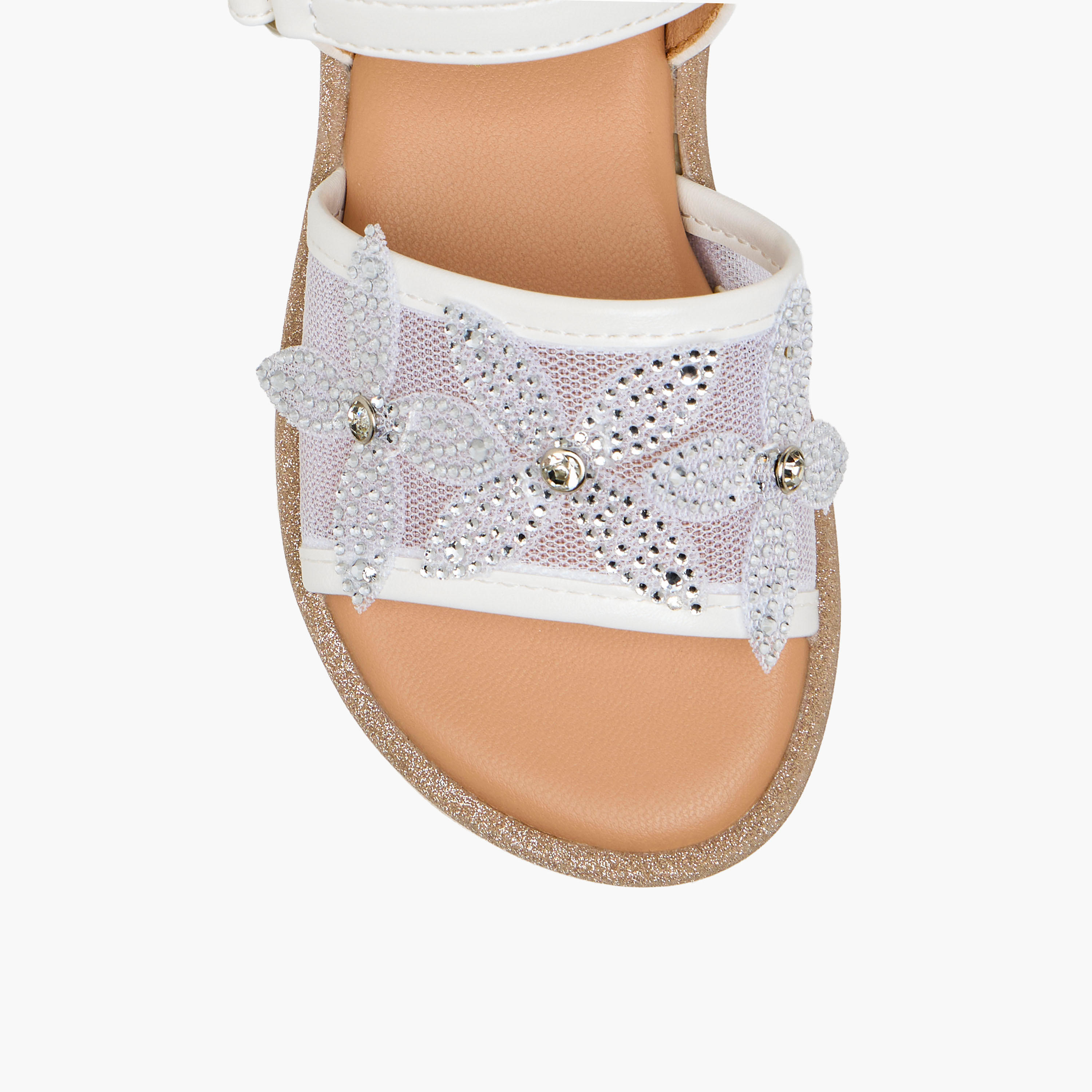 Juniors Girls Embellished Hook & Loop Flat Sandals-girls-shoes-sandals-image-3
