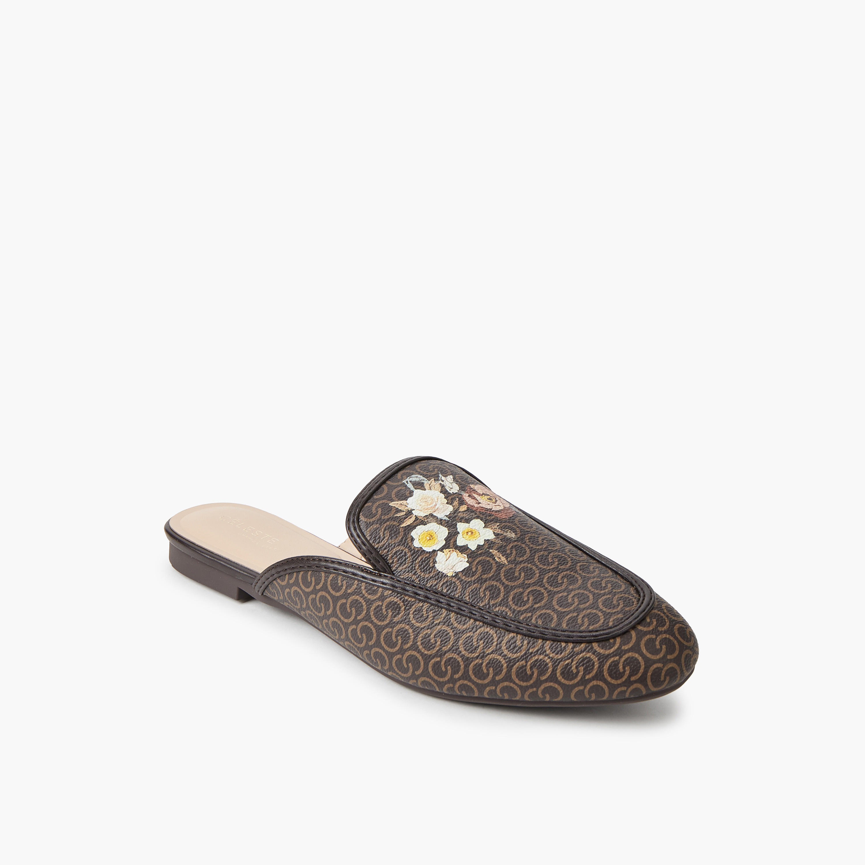 صندل ميول بطبعات زهور ومونوجرام للنساء من سيليست-women-shoes-flats-mules-image-2