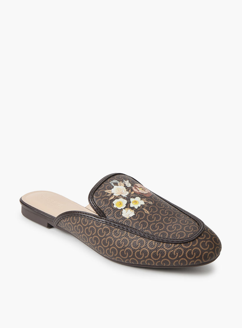 صندل ميول بطبعات زهور ومونوجرام للنساء من سيليست-women-shoes-flats-mules-image-2