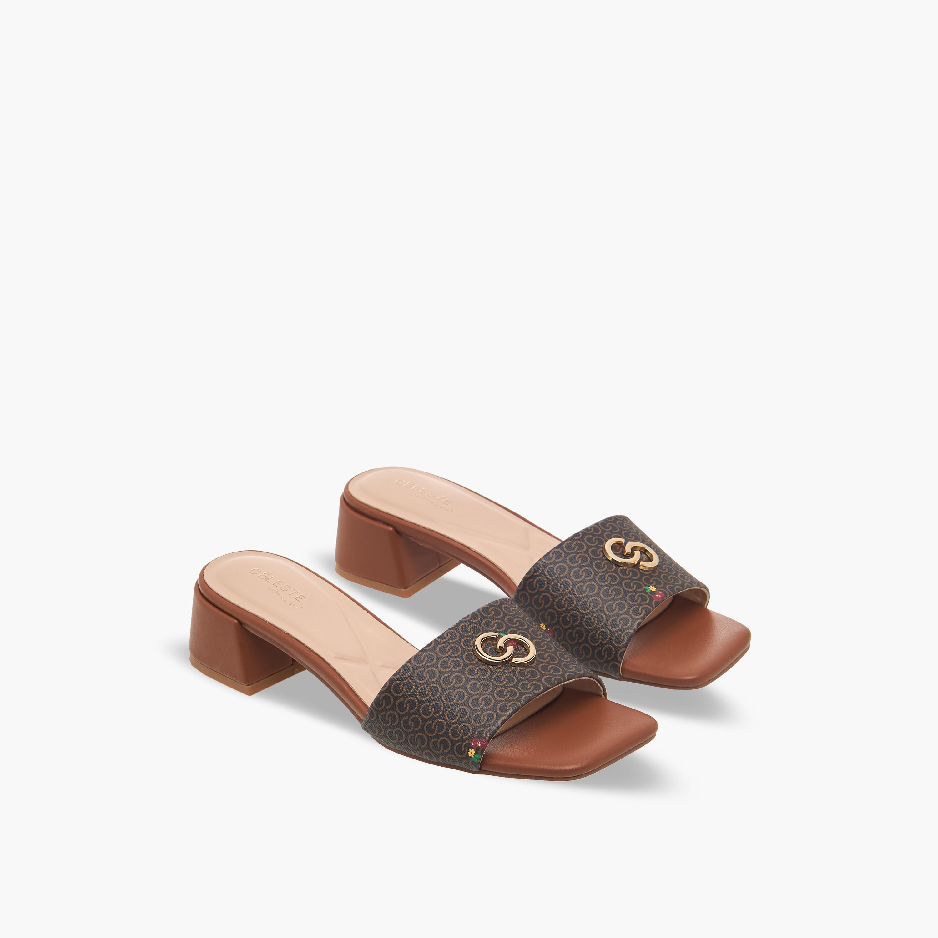 Celeste Women Monogram Print Block Heel Sandals-women-shoes-sandals-heeled-image-1