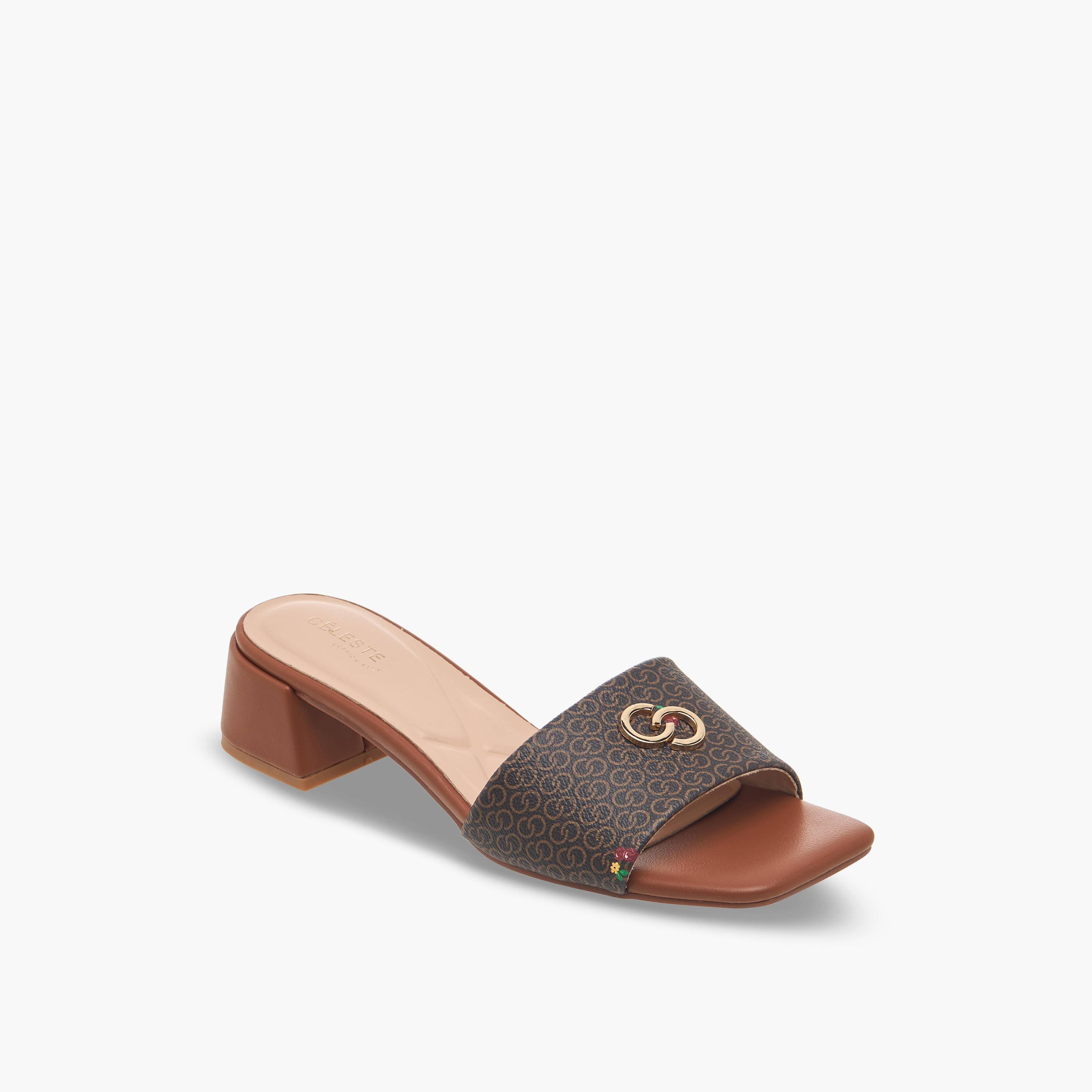 Celeste Women Monogram Print Block Heel Sandals-women-shoes-sandals-heeled-image-2