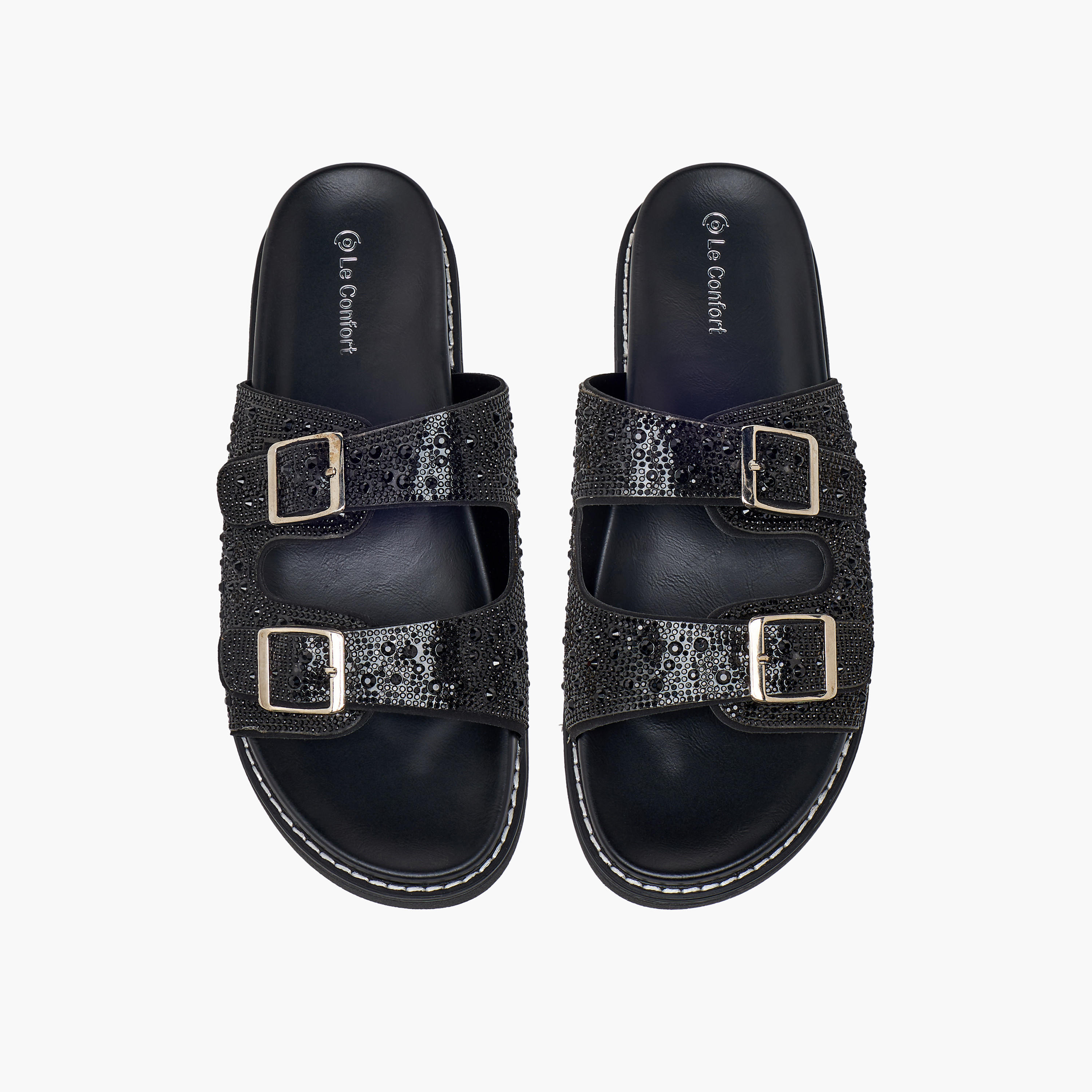 صندل مزين بحزام بإبزيم للنساء من لو كونفورت-women-shoes-sandals-flats-image-1