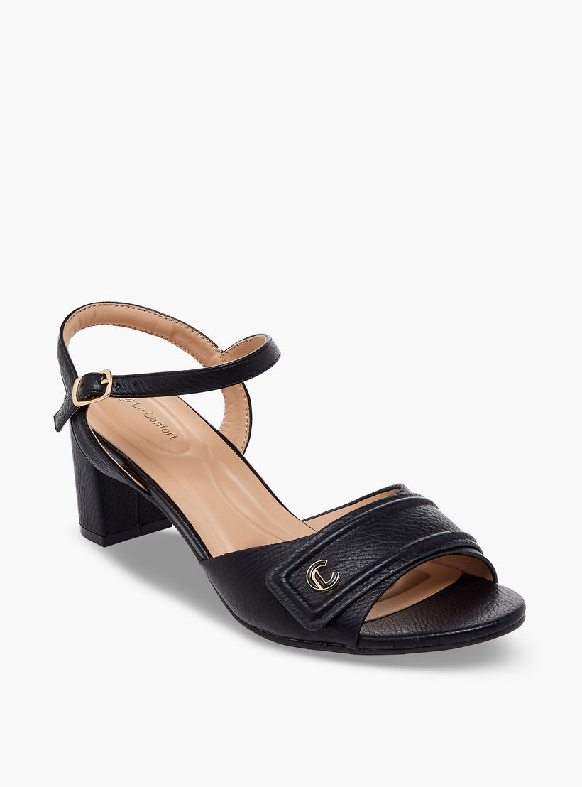 Le Confort Women Textured Block Heel Sandals-women-shoes-sandals-heeled-image-2