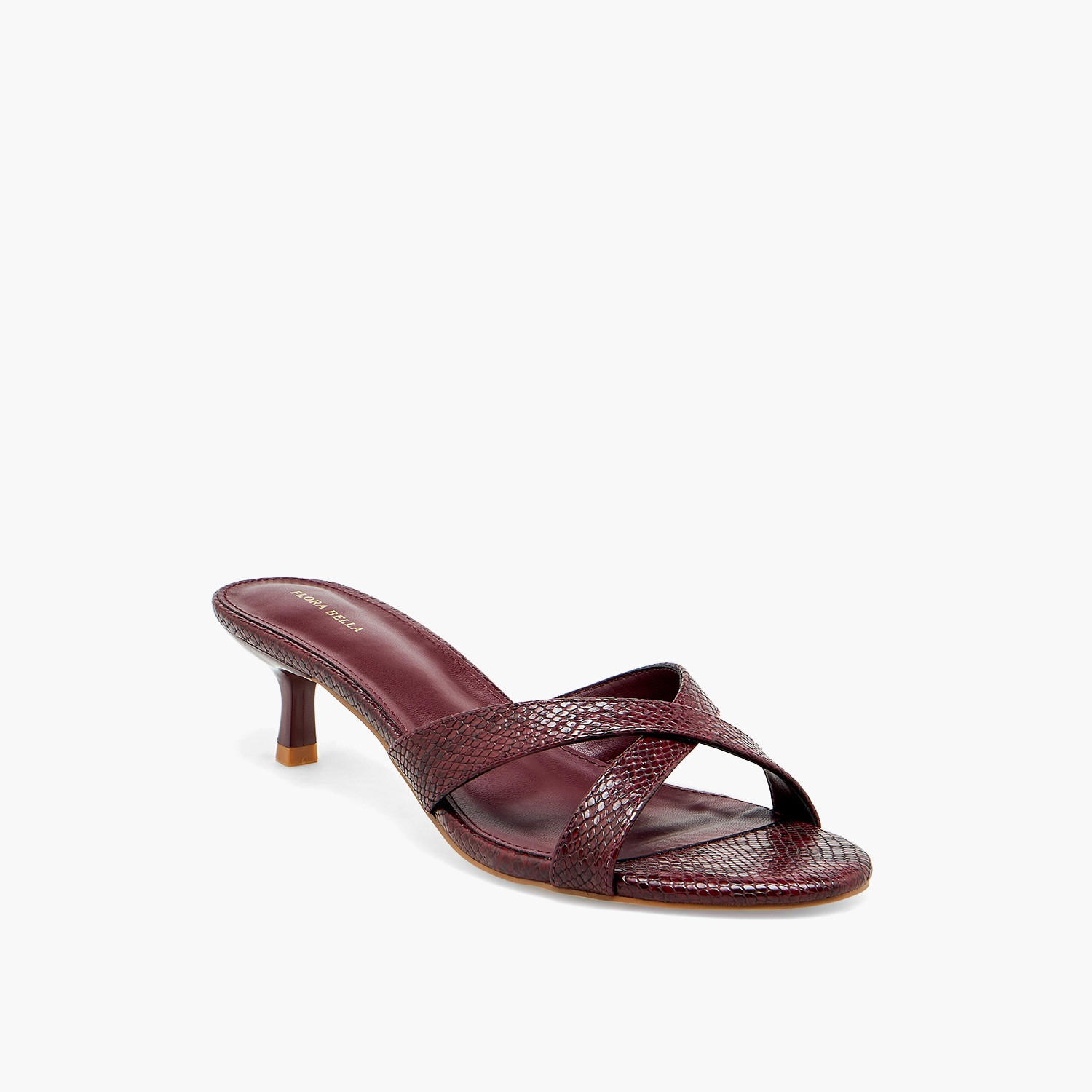 Flora Bella Textured Cross Strap Kitten Heel Sandals-women-shoes-sandals-heeled-image-2