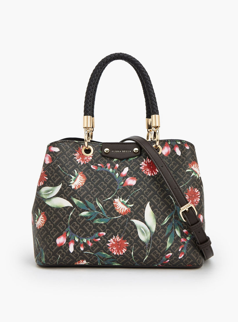 Flora Bella Floral Monogram Print Tote Bag with Double Handles-women-bagsandwallets-handbags-image-1