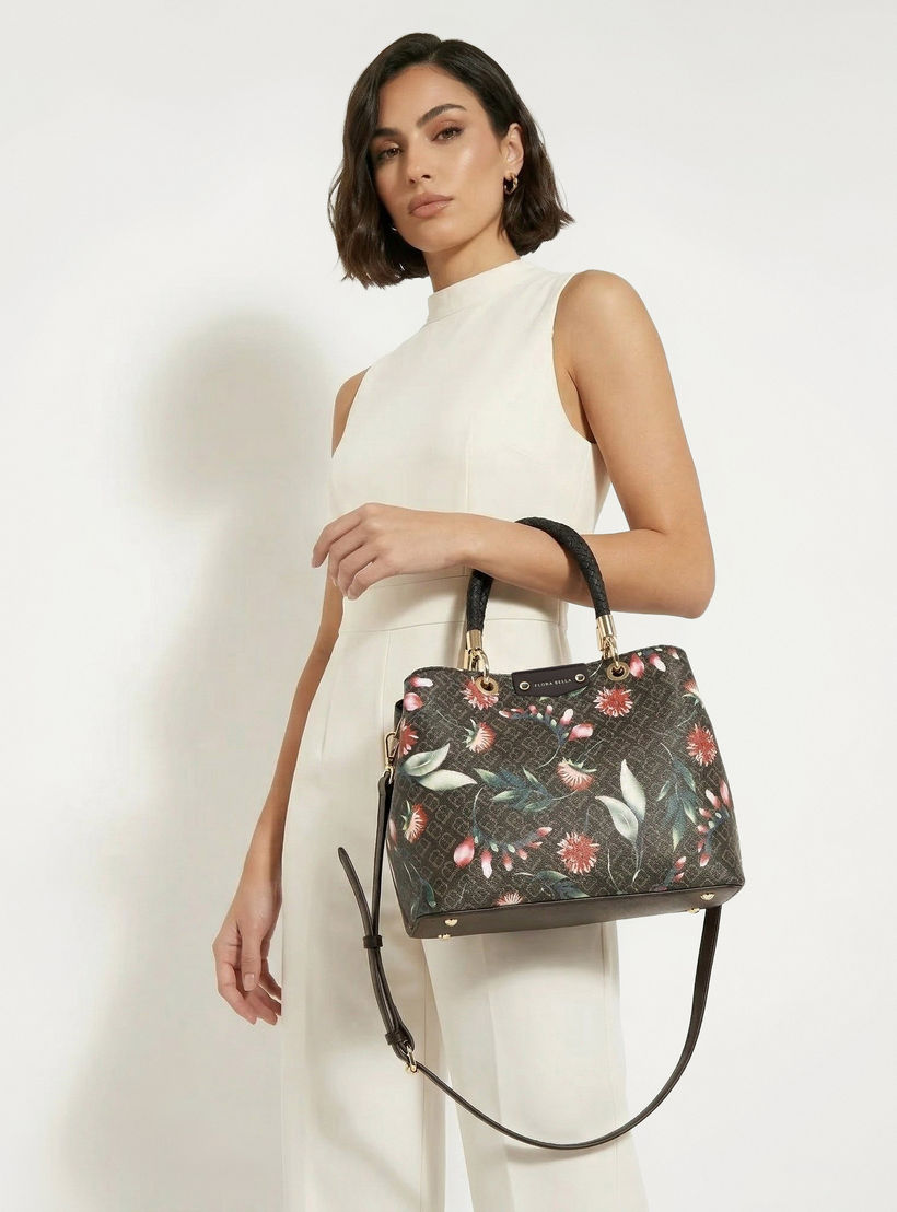 Flora Bella Floral Monogram Print Tote Bag with Double Handles-women-bagsandwallets-handbags-image-2