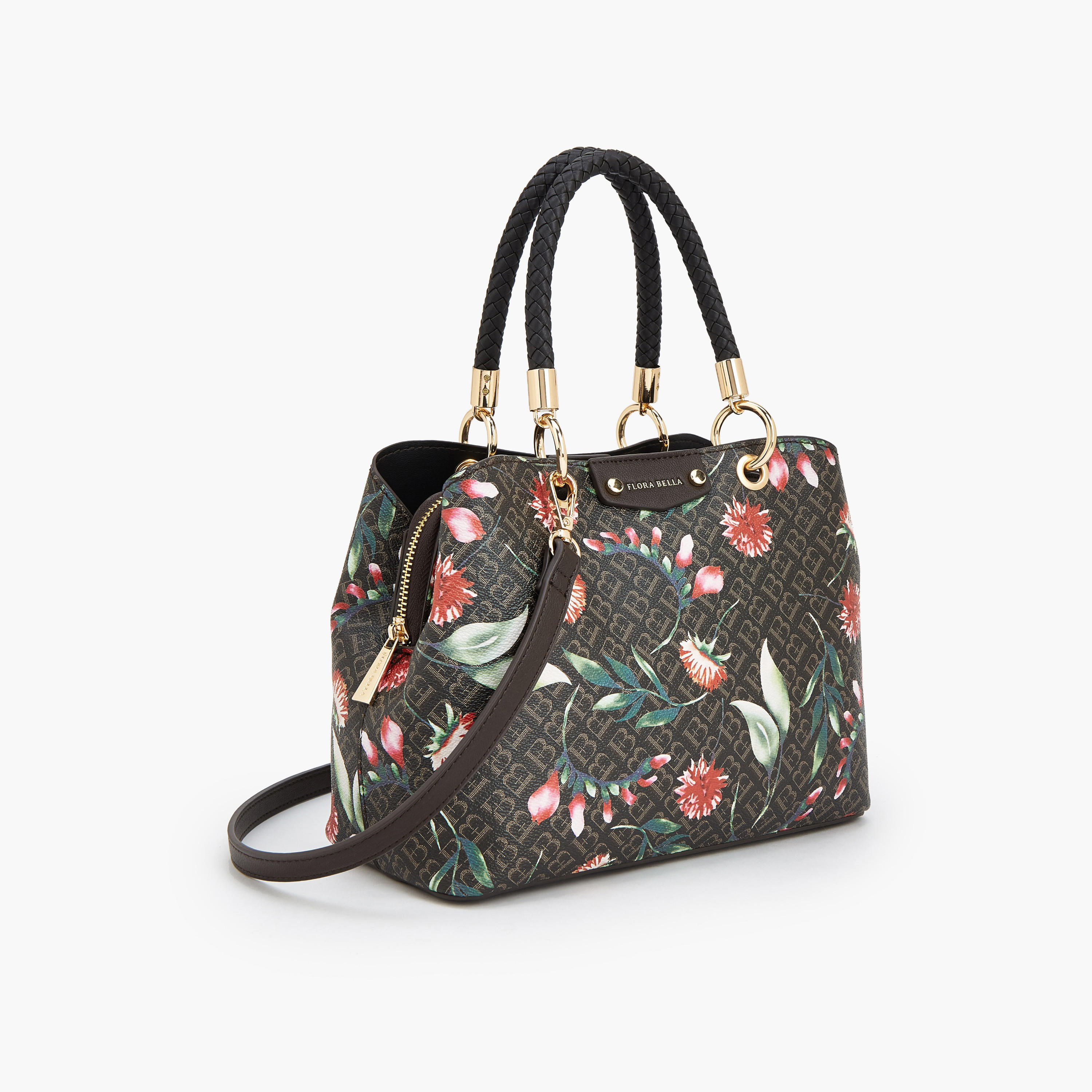 Flora Bella Floral Monogram Print Tote Bag with Double Handles-women-bagsandwallets-handbags-image-4