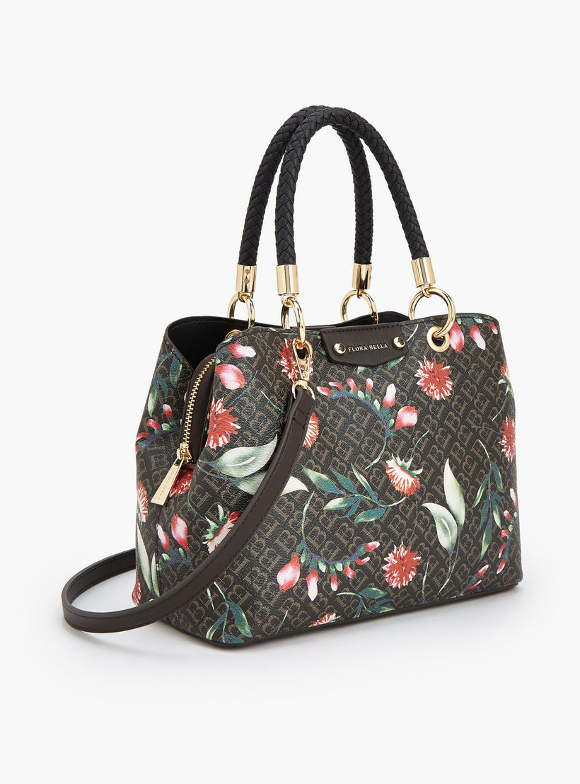Flora Bella Floral Monogram Print Tote Bag with Double Handles-women-bagsandwallets-handbags-image-4