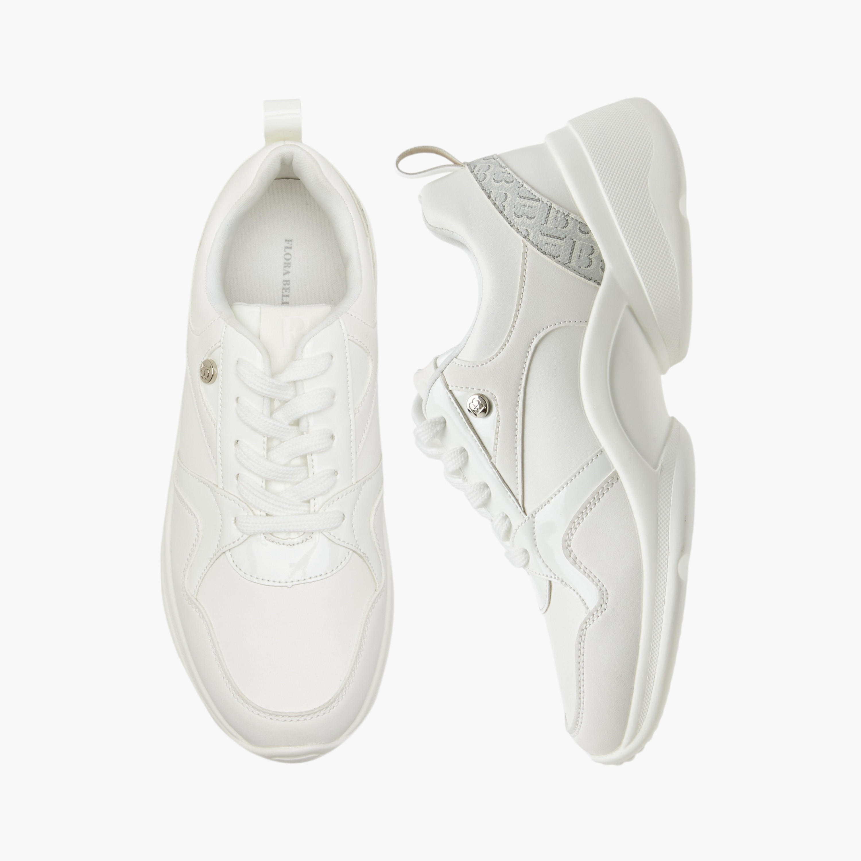 حذاء سنيكرز برباط إغلاق وتفاصيل مونوجرام من فلورا بيلا-women-shoes-sneakers-image-1